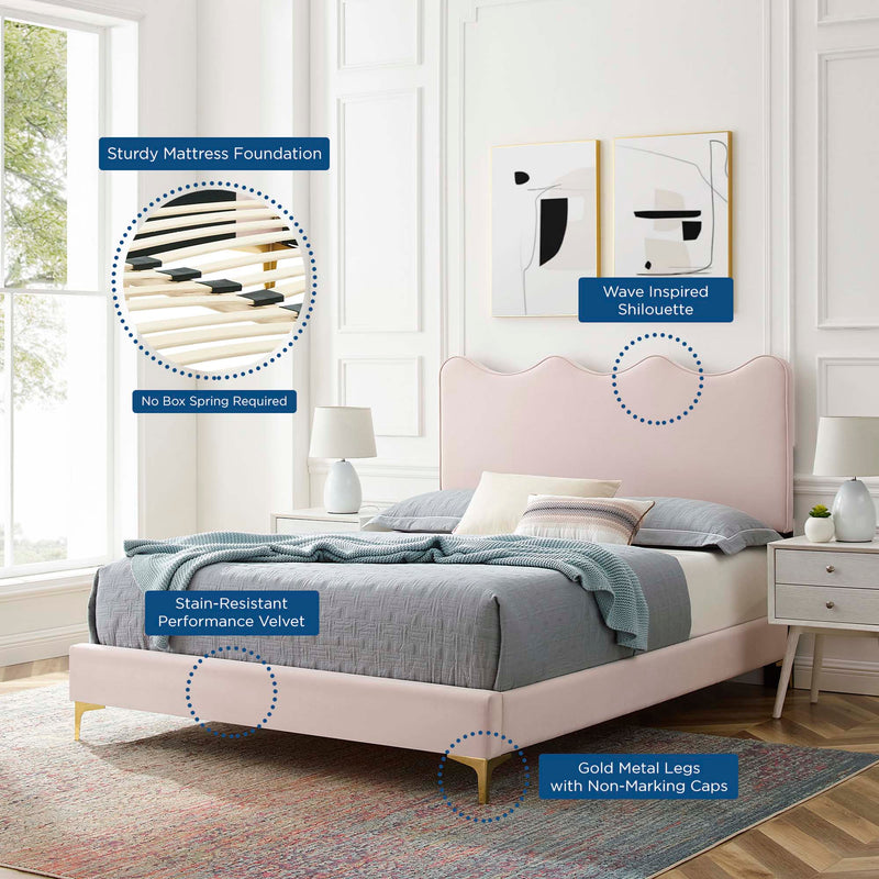 Current Performance Velvet Twin Platform Bed by Modway - MOD-6727, photo 9 of 12