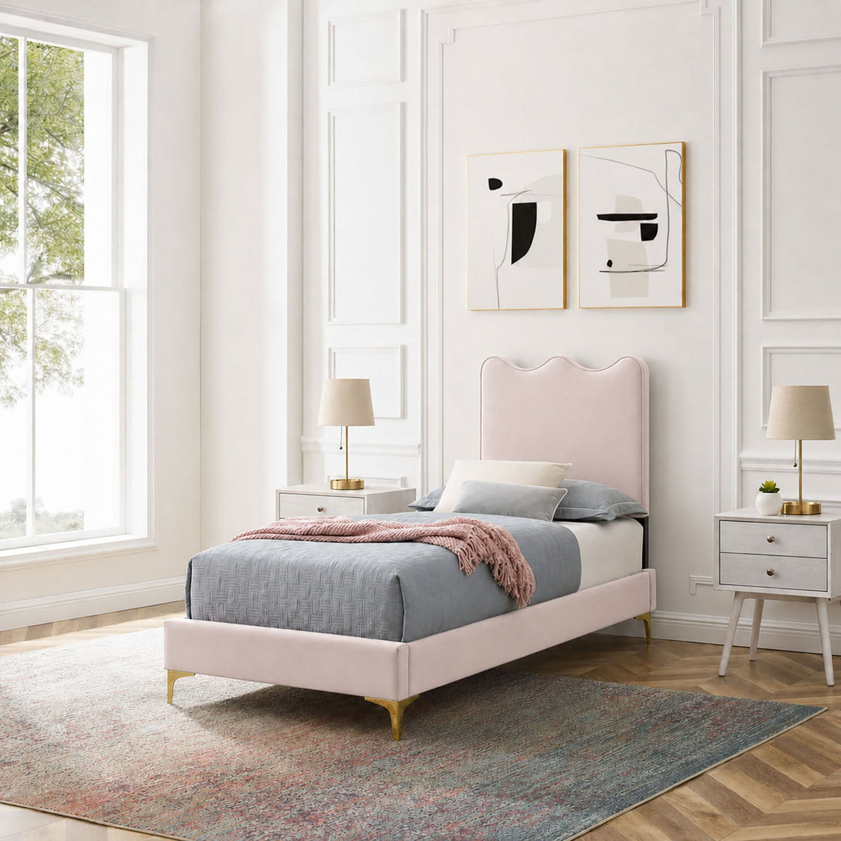 Current Performance Velvet Twin Platform Bed by Modway - MOD-6727, photo 8 of 12