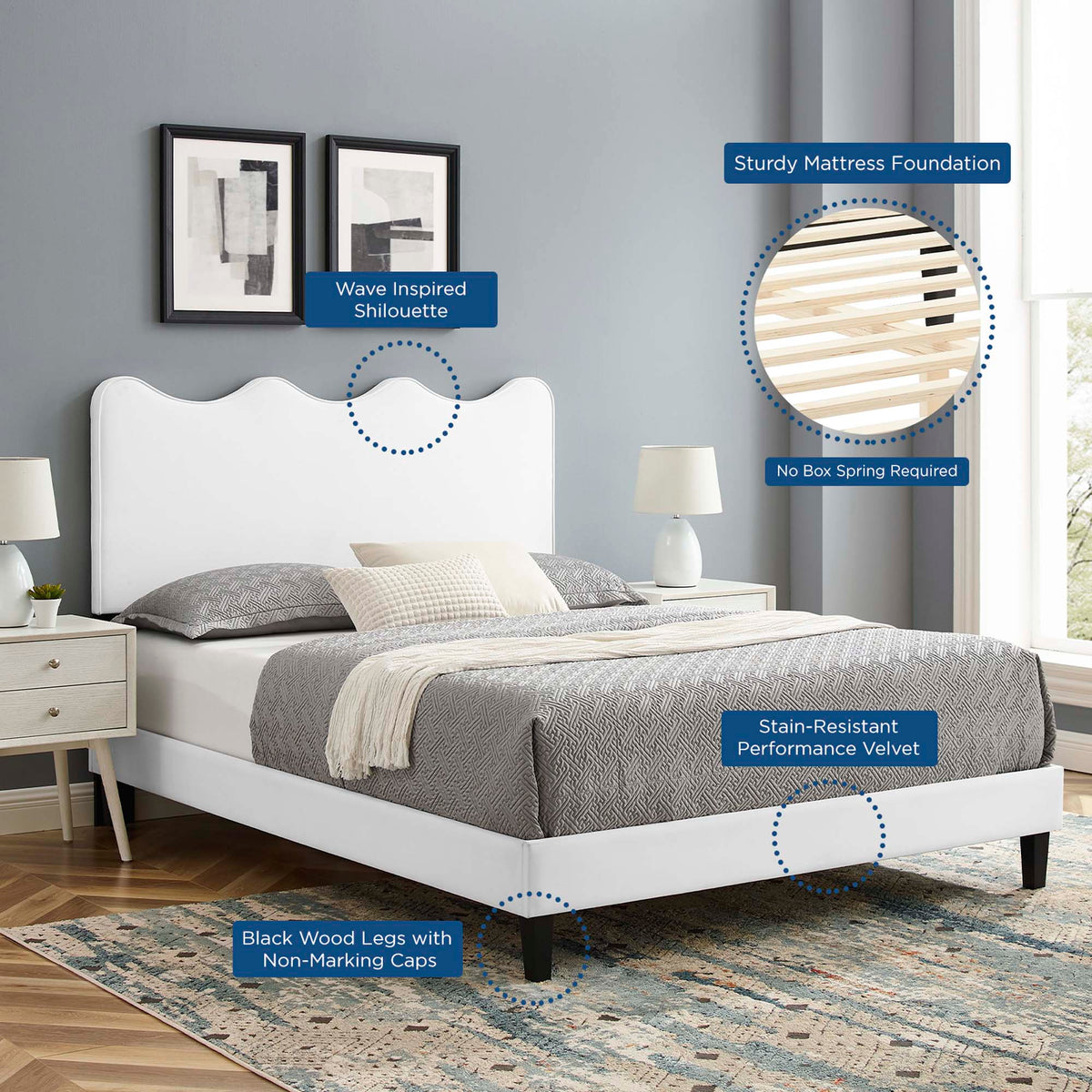 Current Performance Velvet Full Platform Bed by Modway - MOD-6732, photo 33 of 36