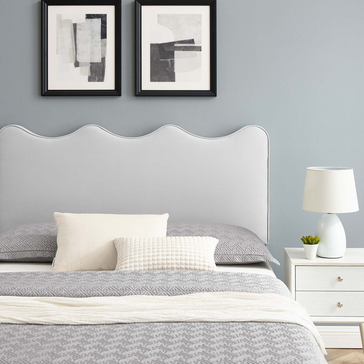 Current Performance Velvet Queen Platform Bed by Modway - Dusty Rose / Light Gray / Pink / White, photo 22 of 40