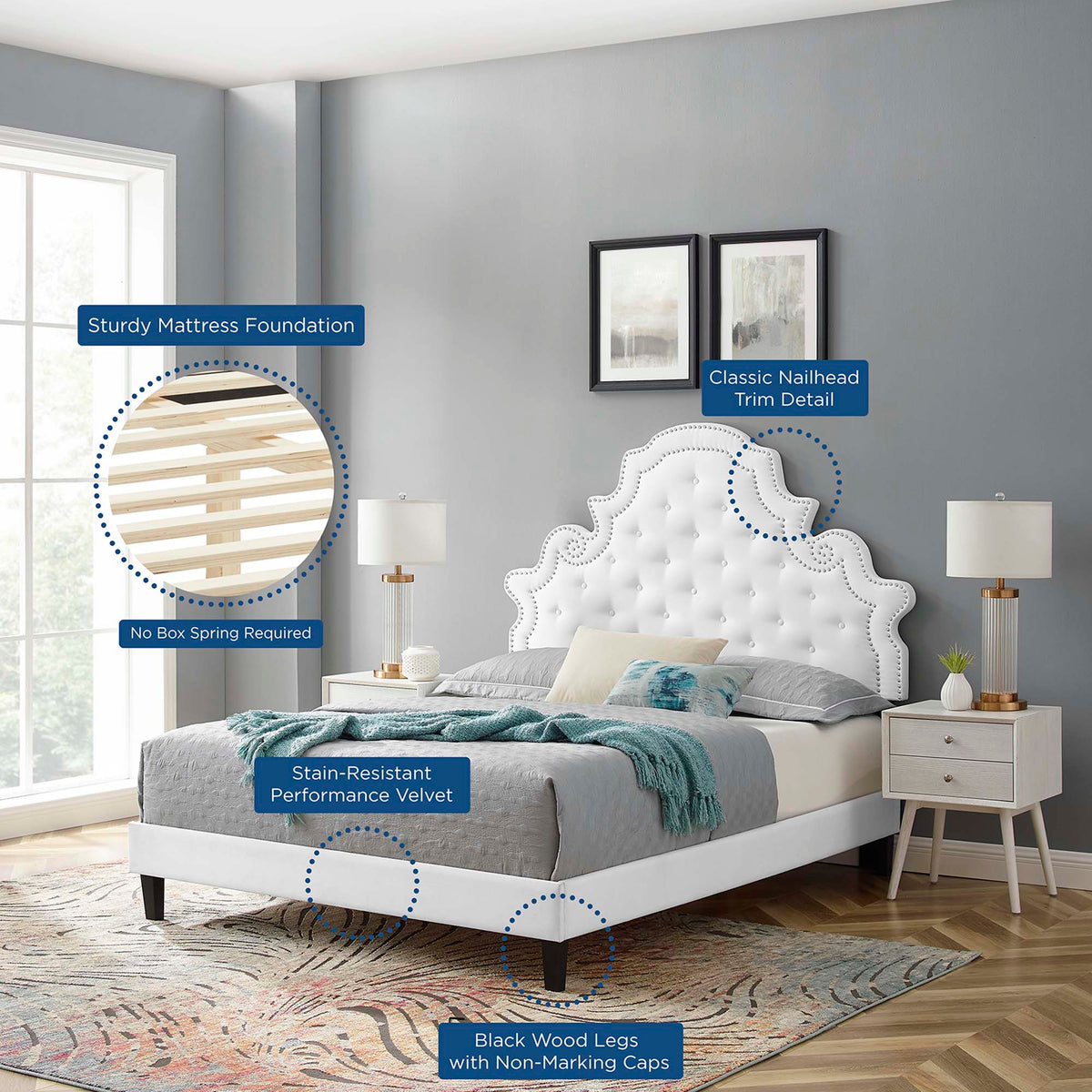 Gwyneth Tufted Performance Velvet Queen Platform Bed by Modway - MOD-6753, photo 22 of 22
