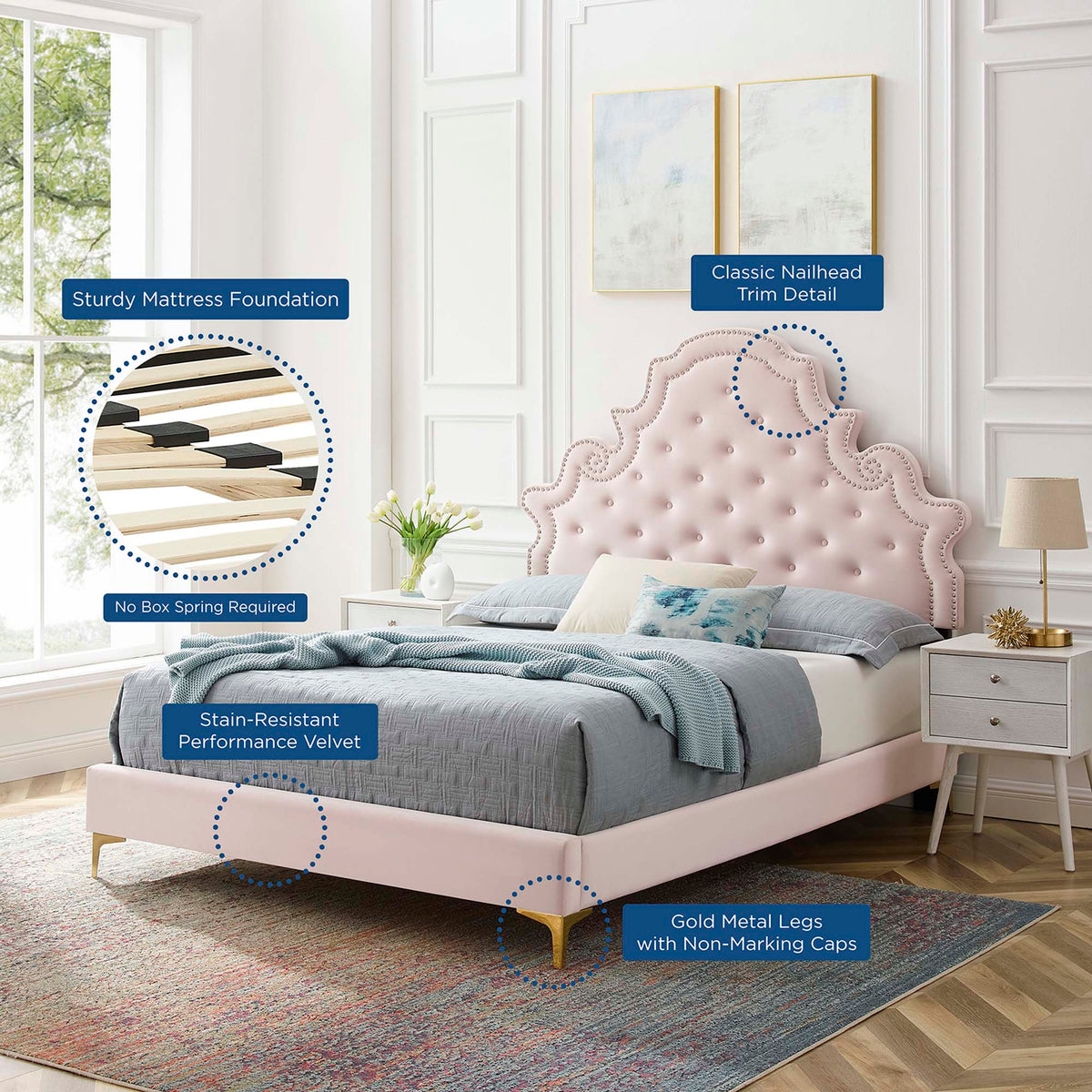Gwyneth Tufted Performance Velvet Full Platform Bed by Modway - MOD-6757, photo 10 of 22