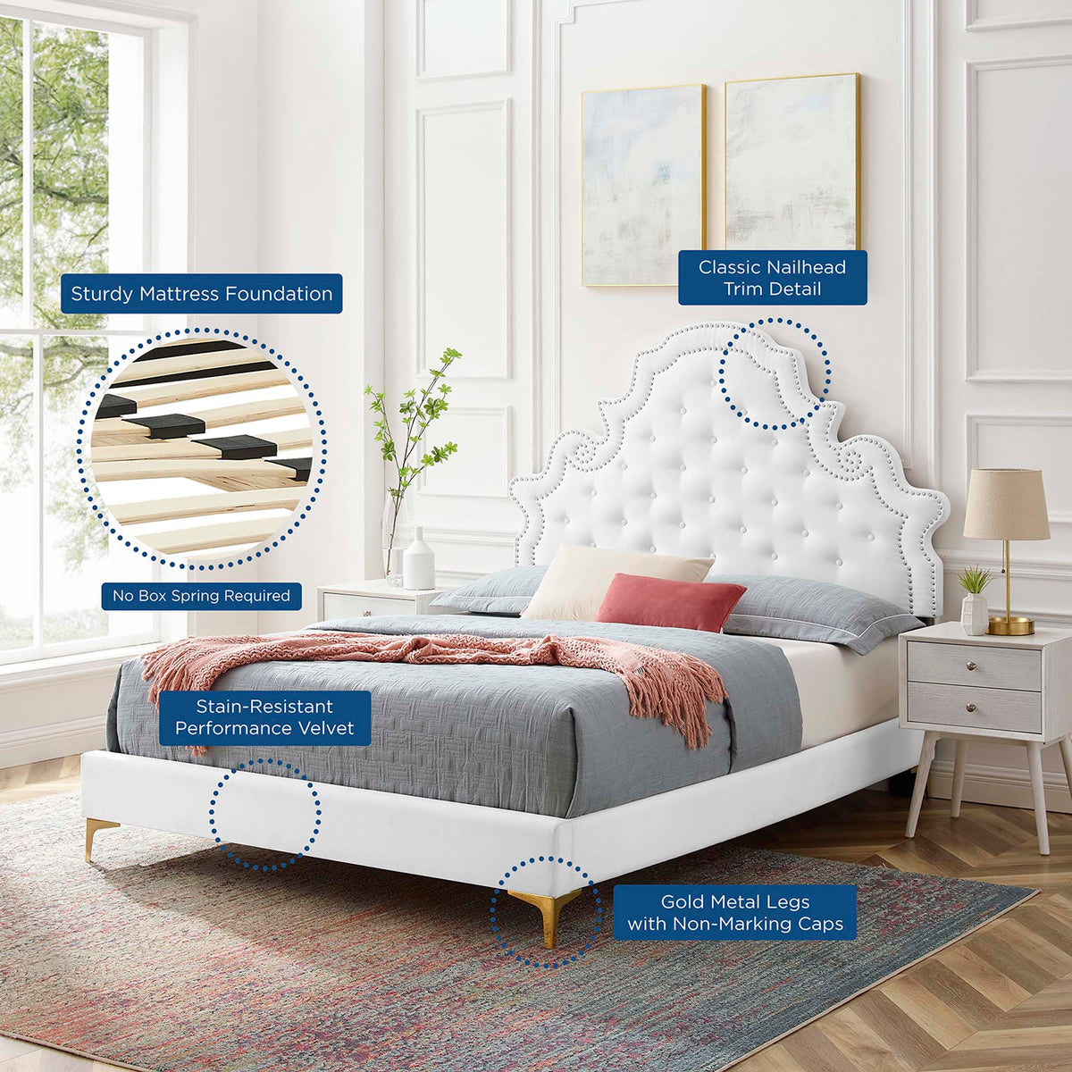 Gwyneth Tufted Performance Velvet Full Platform Bed by Modway - MOD-6757, photo 21 of 22