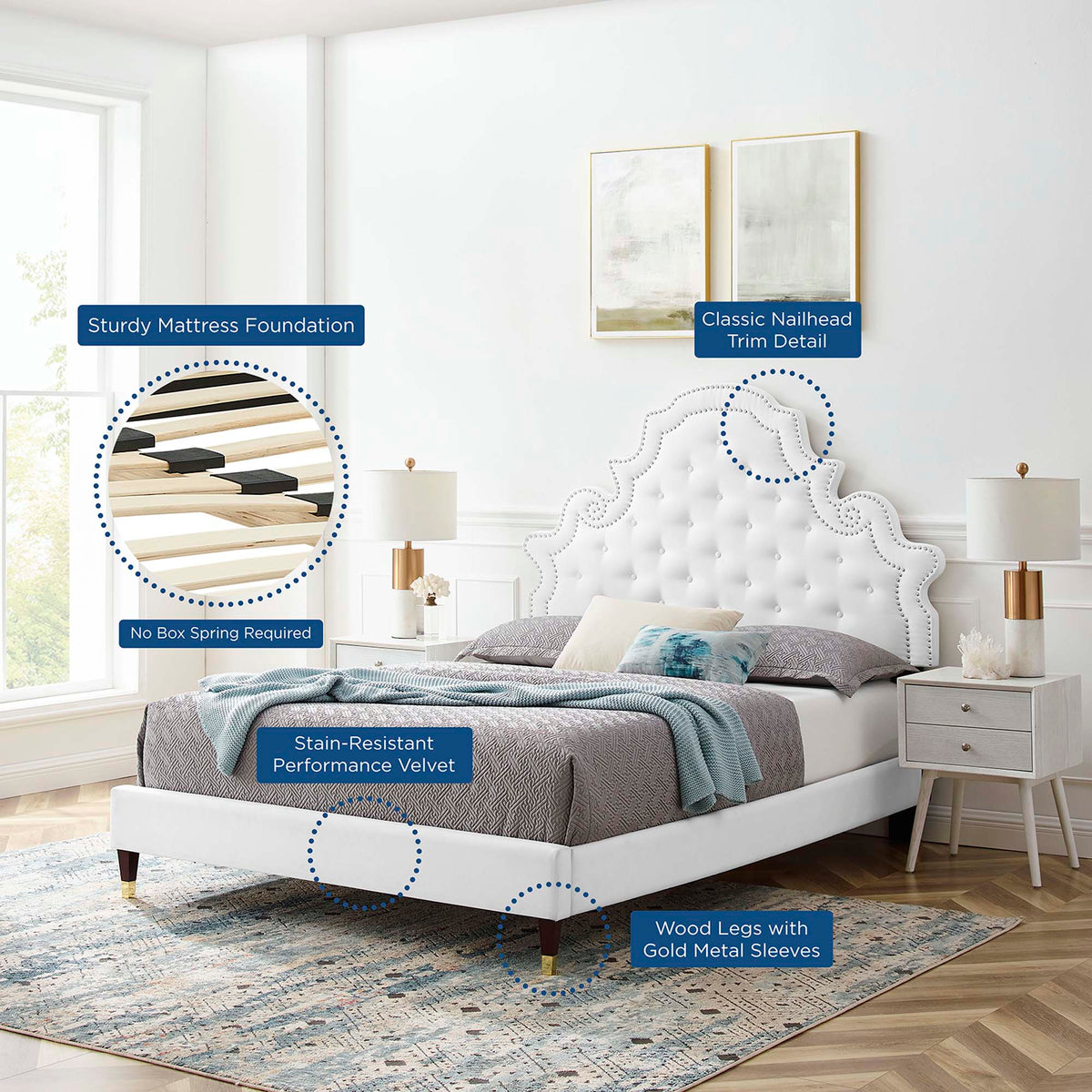 Gwyneth Tufted Performance Velvet Full Platform Bed by Modway - MOD-6758, photo 10 of 11