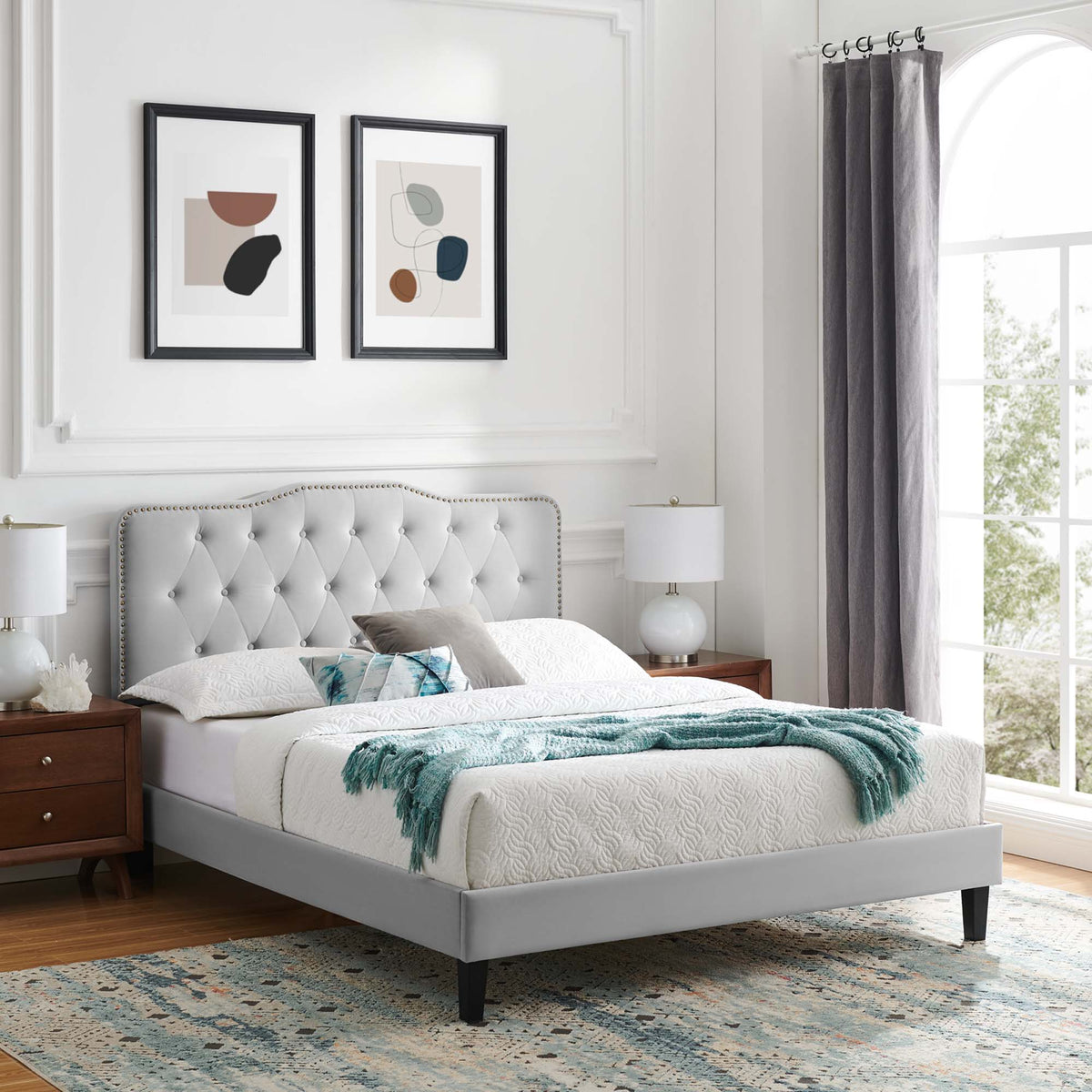 Amber Tufted Performance Velvet Platform Bed by Modway, photo 28 of 31