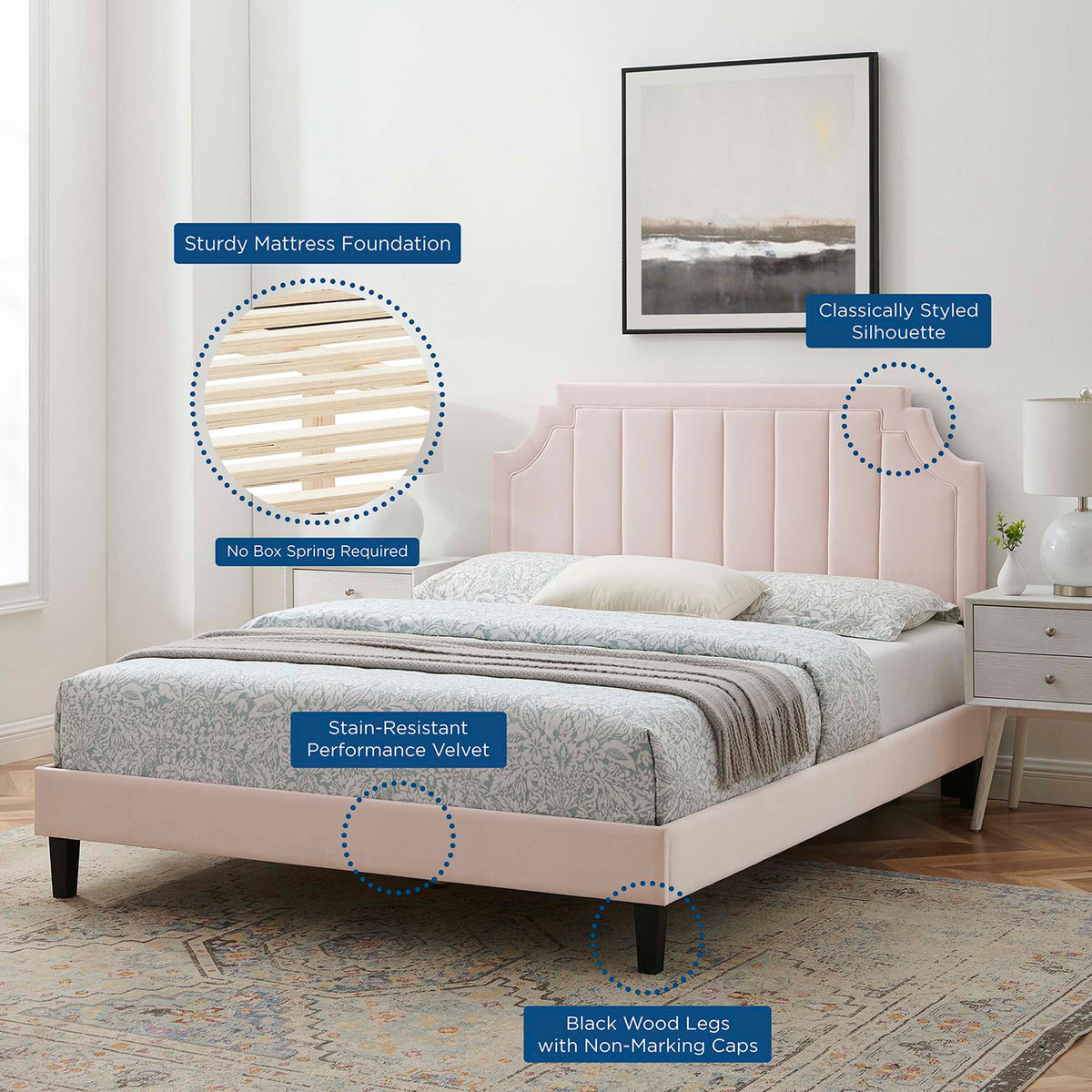 Sienna Performance Velvet Twin Platform Bed by Modway - MOD-6908, photo 22 of 24