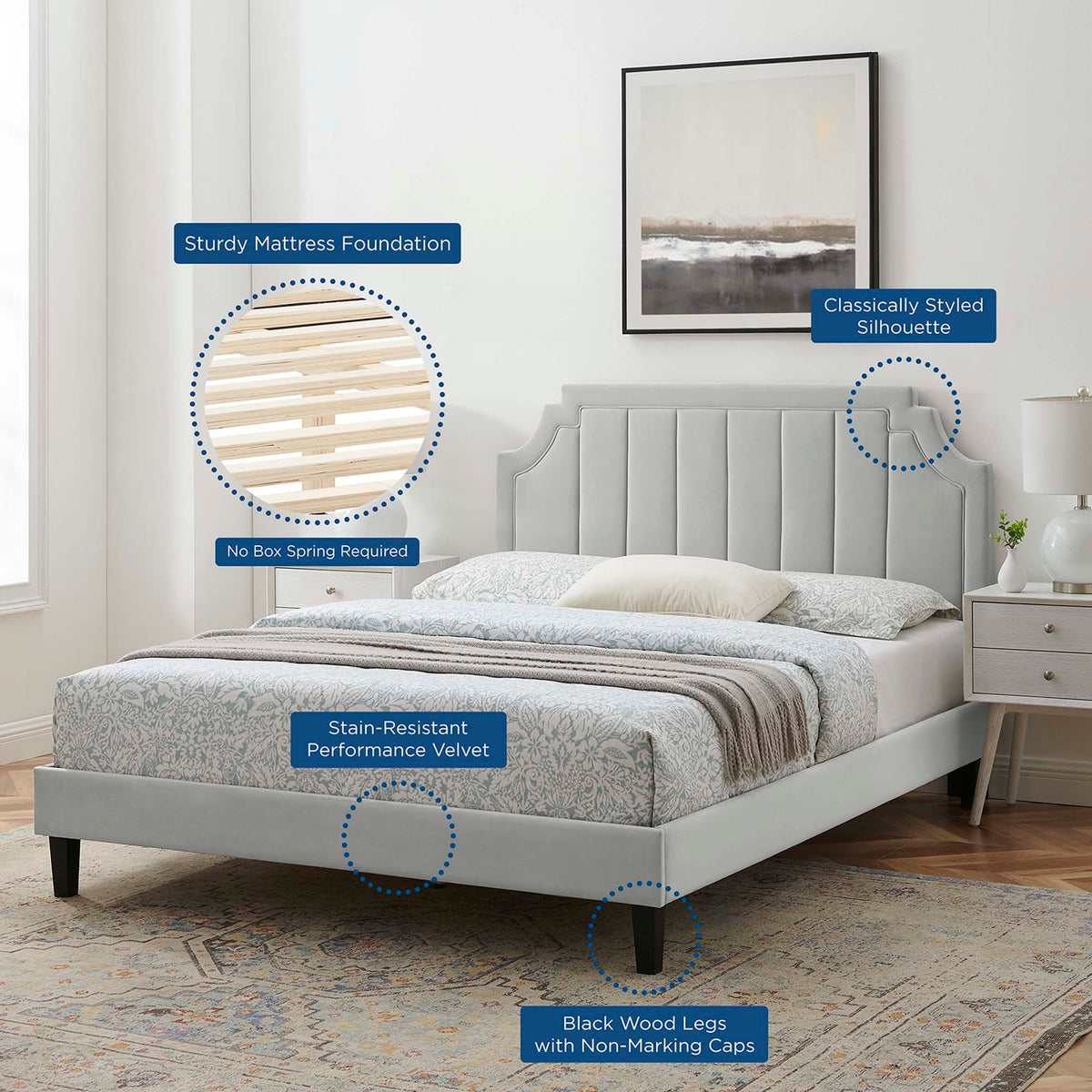 Sienna Performance Velvet Full Platform Bed by Modway - MOD-6914, photo 10 of 36