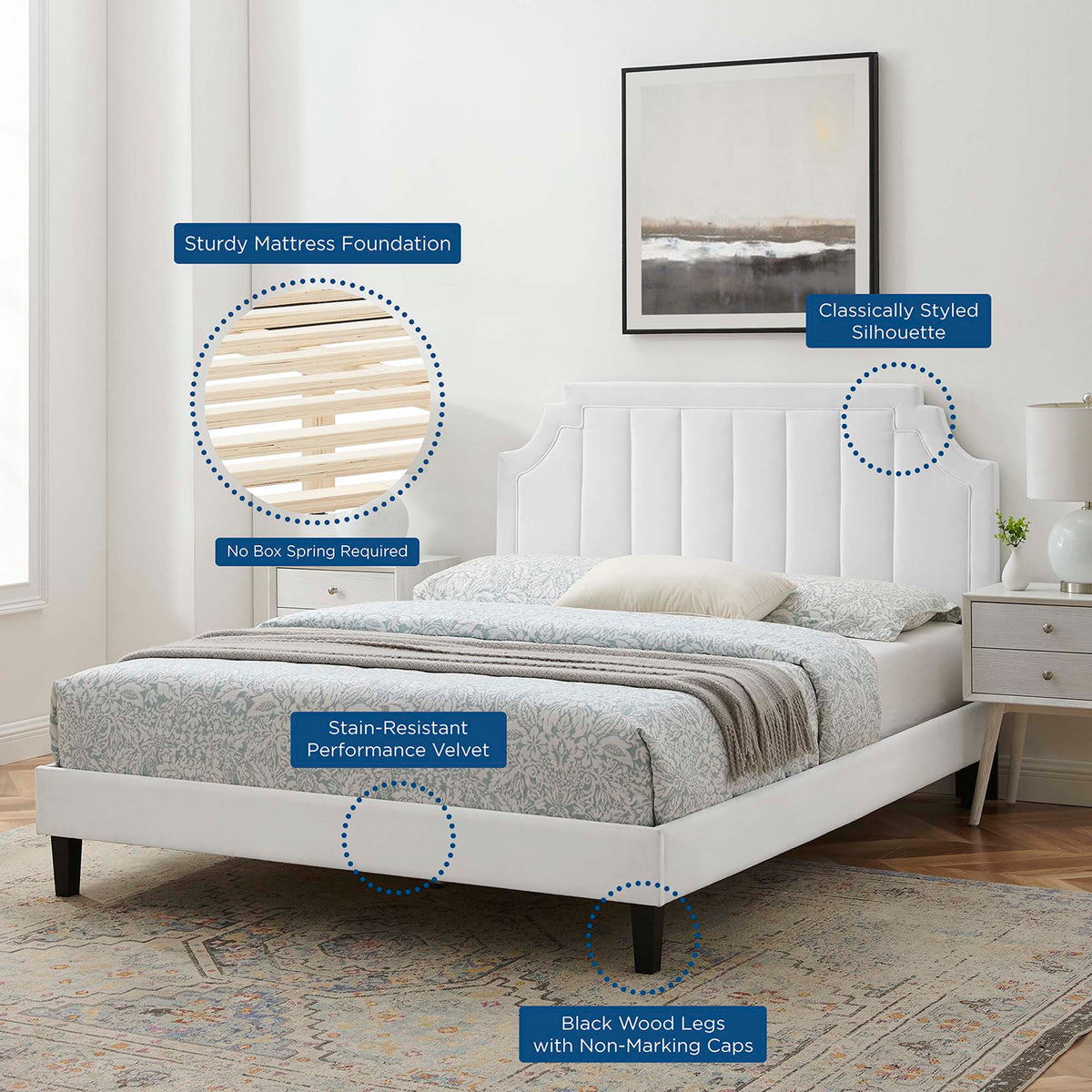Sienna Performance Velvet Full Platform Bed by Modway - MOD-6914, photo 33 of 36