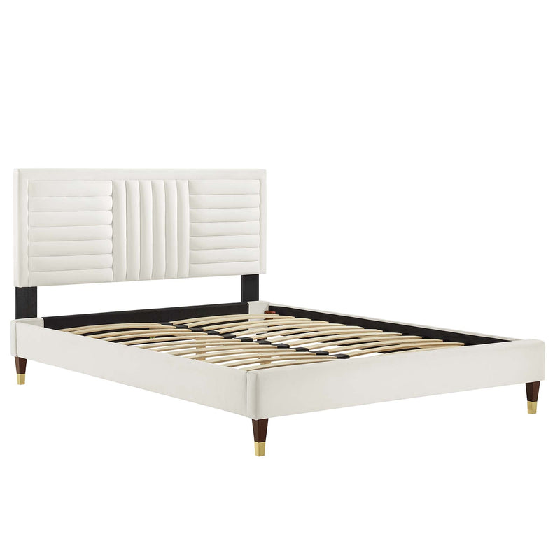 Sofia Channel Tufted Performance Velvet Queen Platform Bed by Modway - MOD-6971, photo 5 of 8