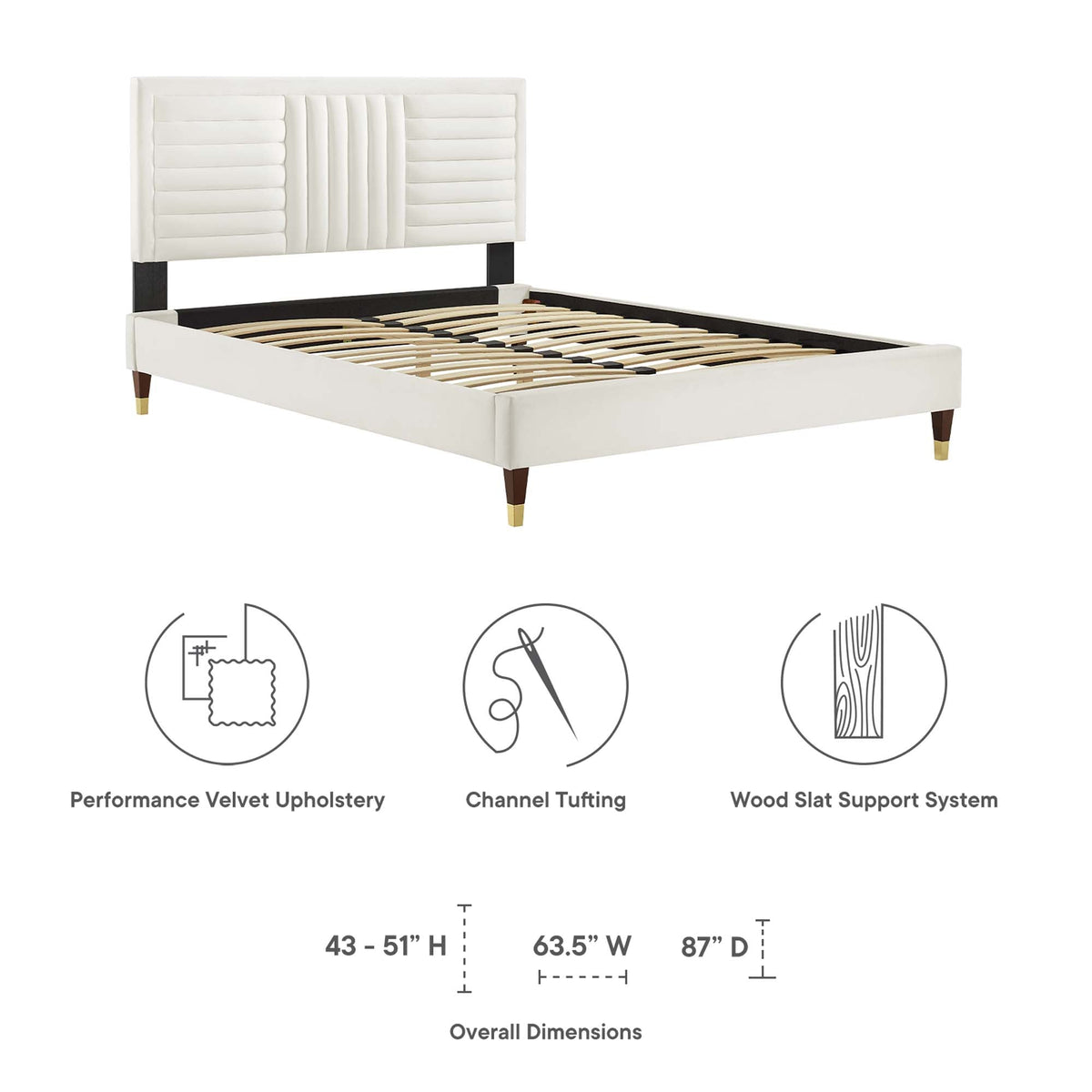 Sofia Channel Tufted Performance Velvet Queen Platform Bed by Modway - MOD-6971, photo 2 of 8