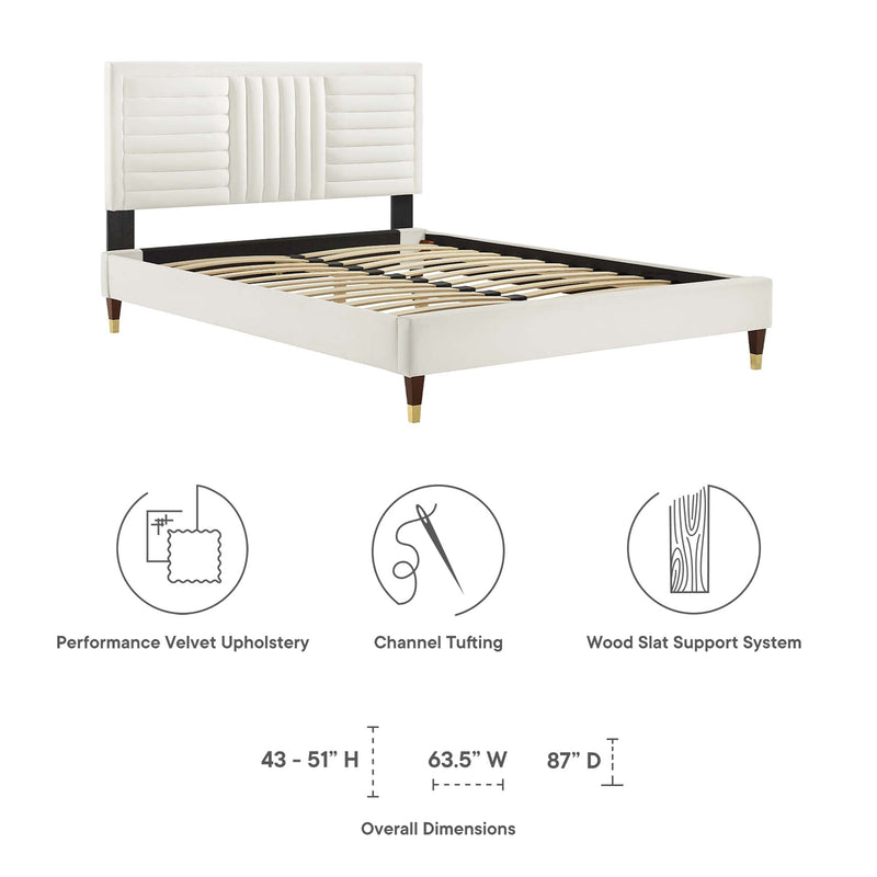 Sofia Channel Tufted Performance Velvet Queen Platform Bed by Modway - MOD-6971, photo 2 of 8