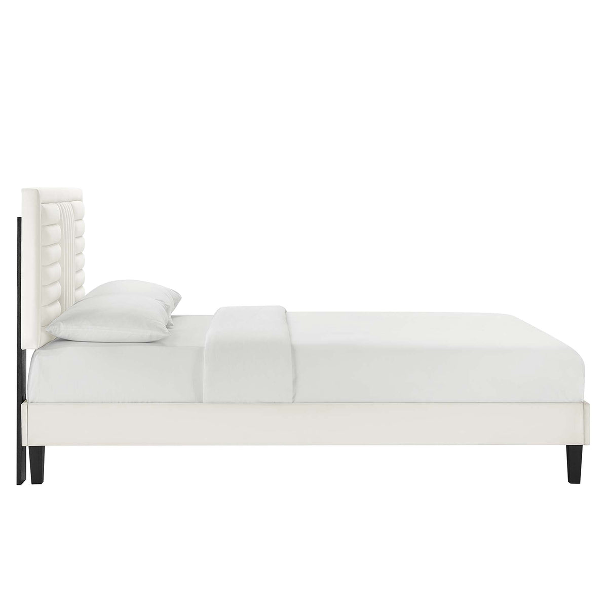 Sofia Tapered Wood Leg Channel Tufted Performance Velvet Queen Platform Bed by Modway, photo 4 of 8