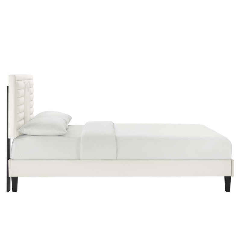 Sofia Tapered Wood Leg Channel Tufted Performance Velvet Queen Platform Bed by Modway, photo 4 of 8
