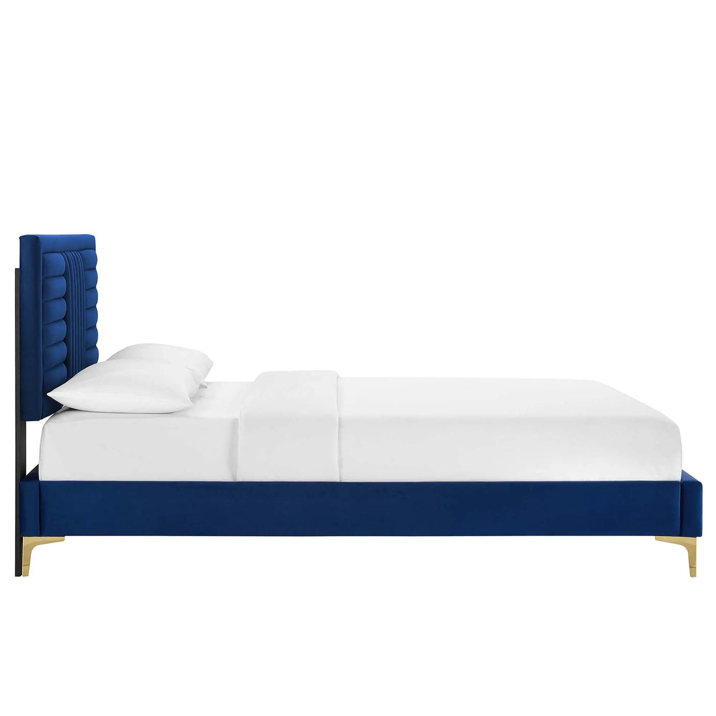 Sofia Channel Tufted Performance Velvet Full Platform Bed by HouseOfZazla