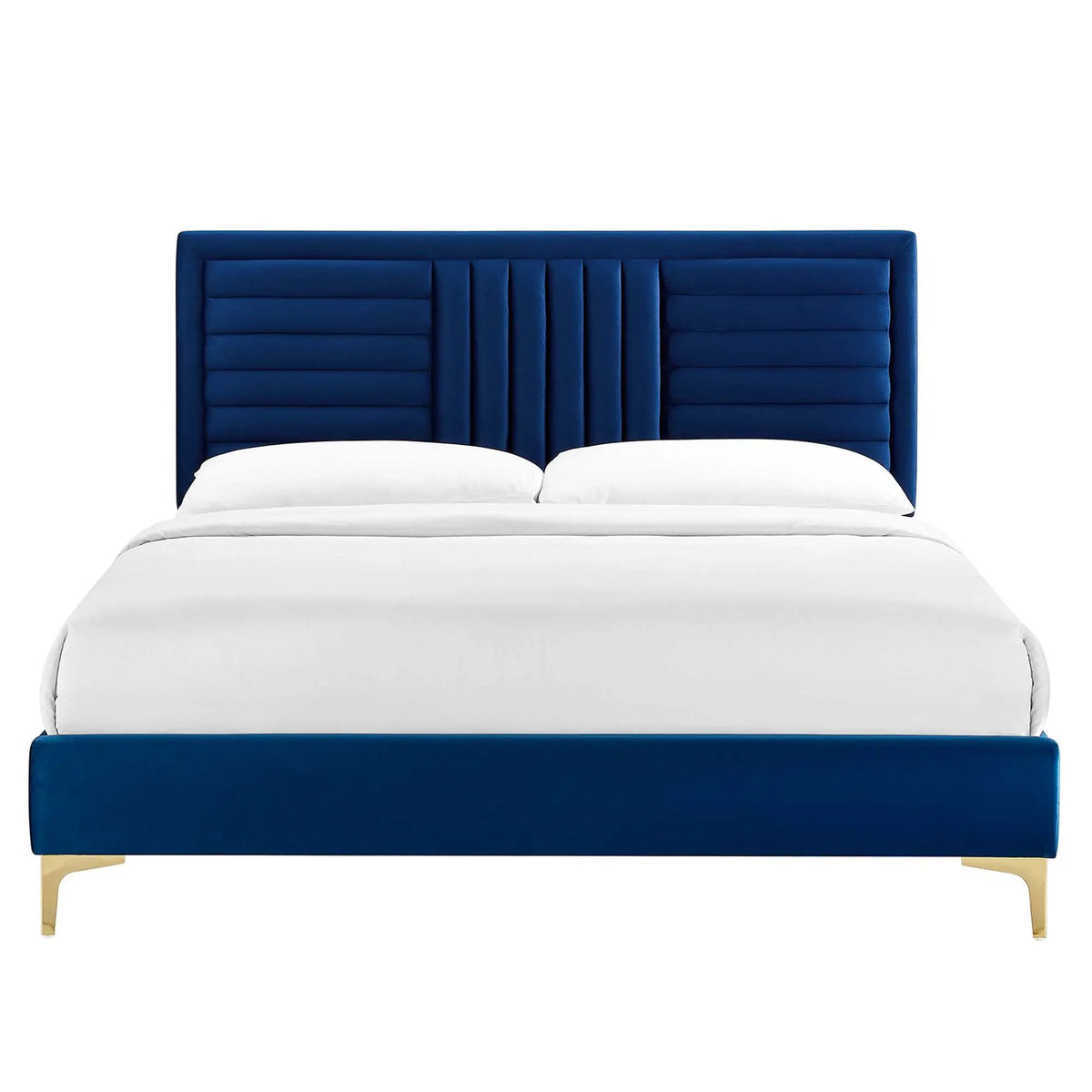 Sofia Channel Tufted Performance Velvet Full Platform Bed by HouseOfZazla