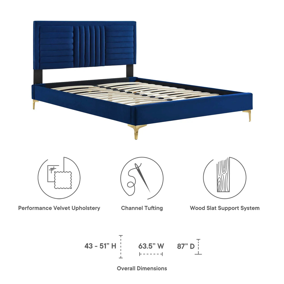 Sofia Channel Tufted Performance Velvet Full Platform Bed by HouseOfZazla