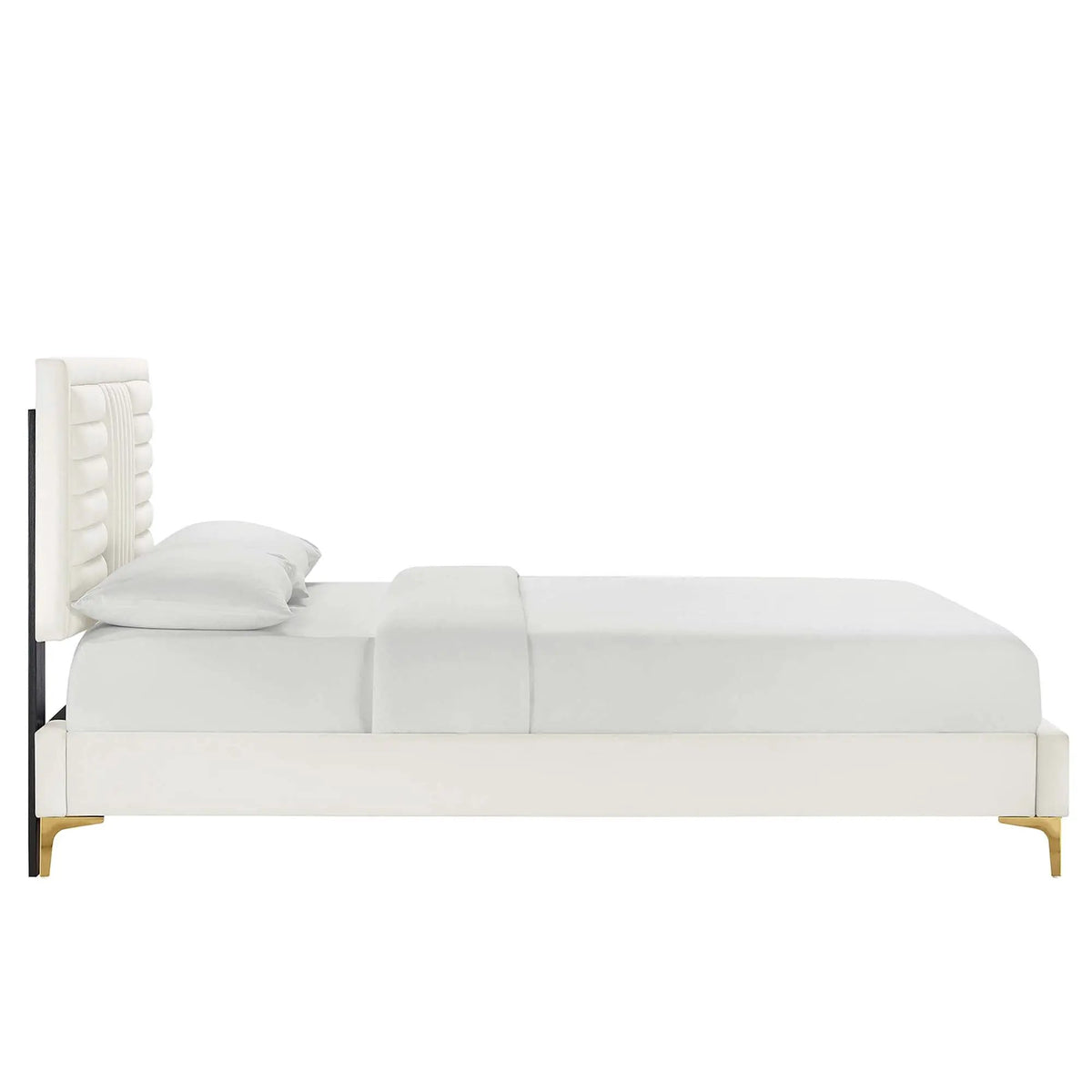 Sofia Channel Tufted Performance Velvet Full Platform Bed by HouseOfZazla
