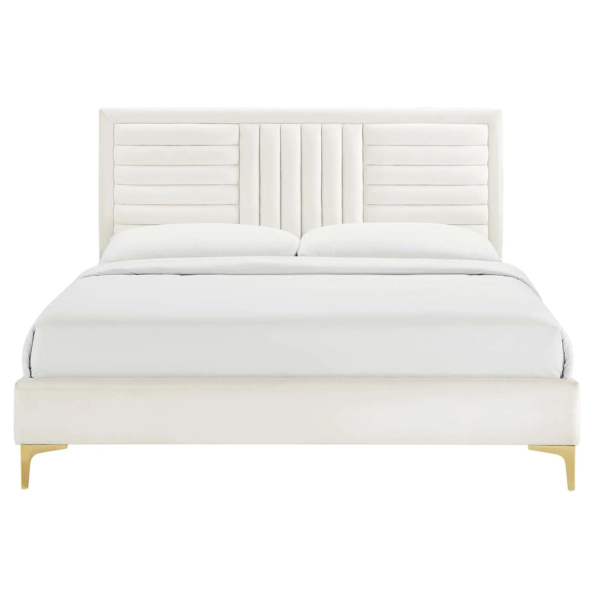 Sofia Channel Tufted Performance Velvet Full Platform Bed by HouseOfZazla