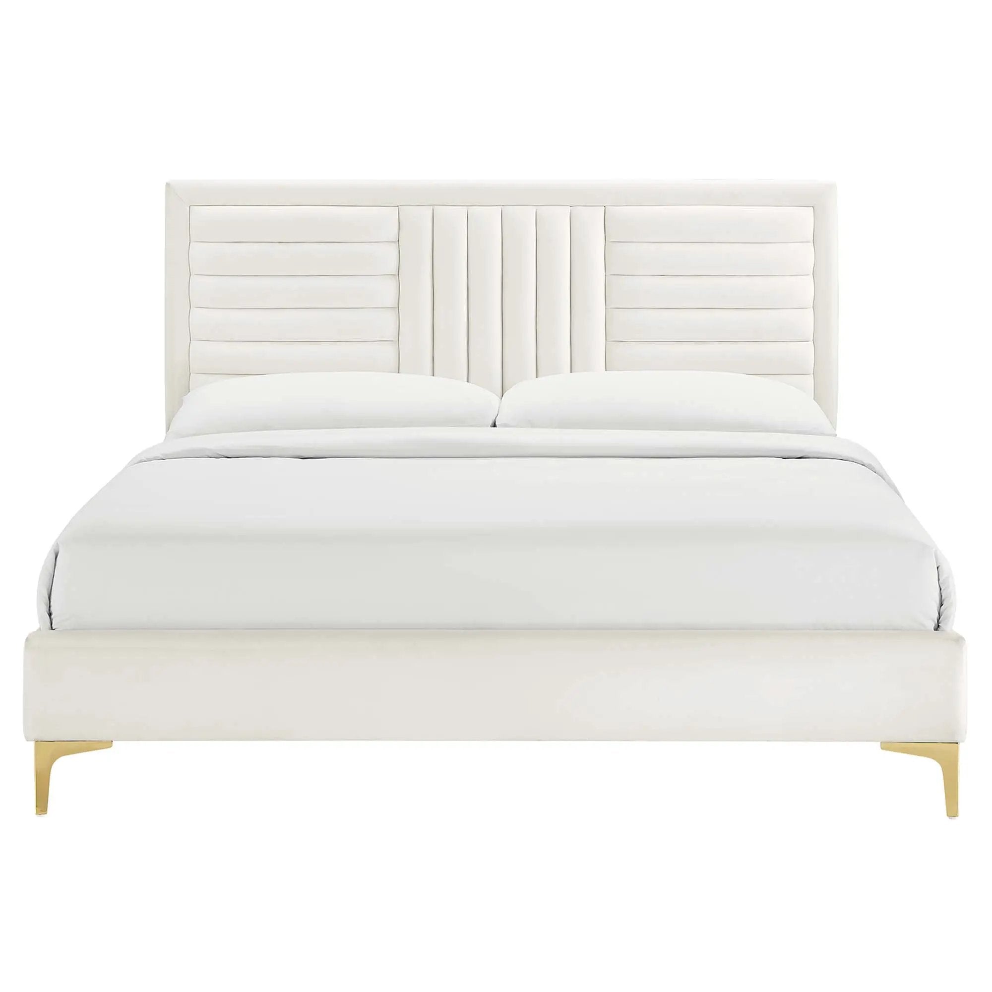 Sofia Channel Tufted Performance Velvet Full Platform Bed by HouseOfZazla