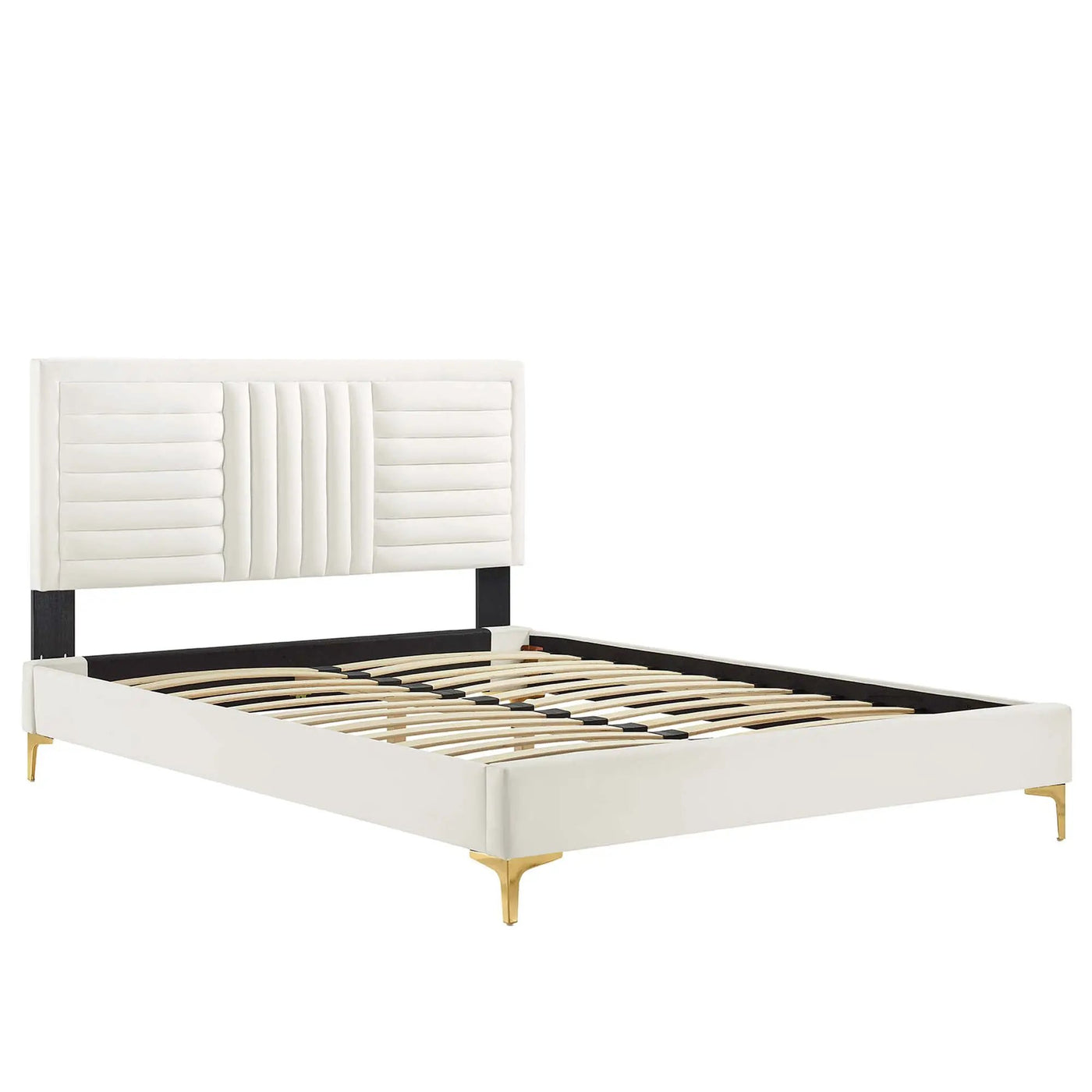 Sofia Channel Tufted Performance Velvet Full Platform Bed by HouseOfZazla