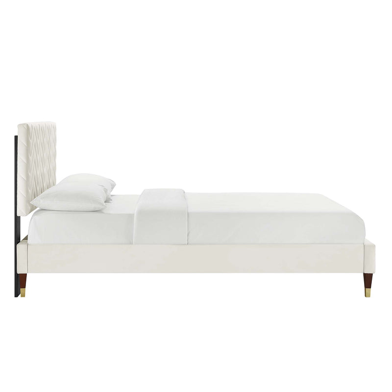 Leah Chevron Tufted Performance Velvet Full Platform Bed by Modway - MOD-6997, photo 3 of 8