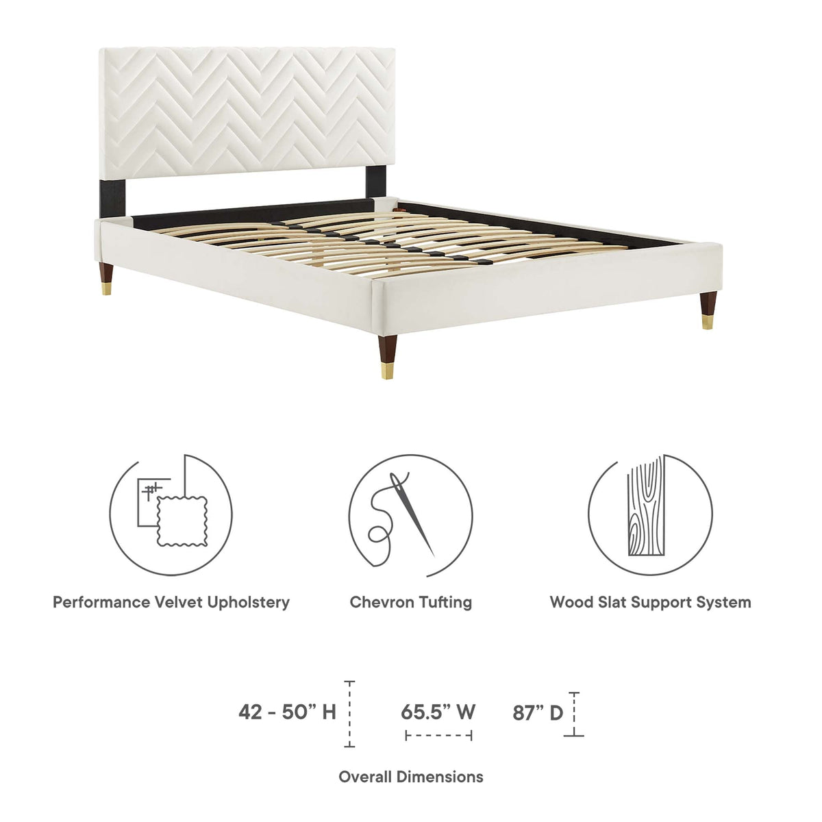 Leah Chevron Tufted Performance Velvet Full Platform Bed by Modway - MOD-6997, photo 2 of 8