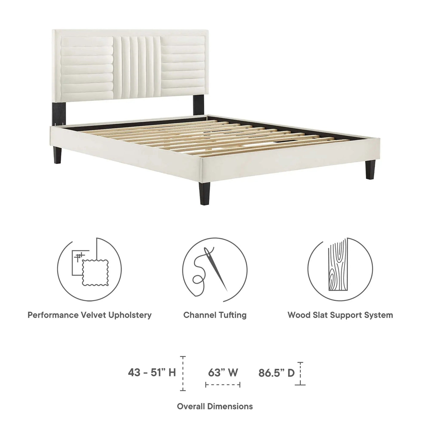 Sofia Channel Tufted Performance Velvet Full Platform Bed by Modway by HouseOfZazla