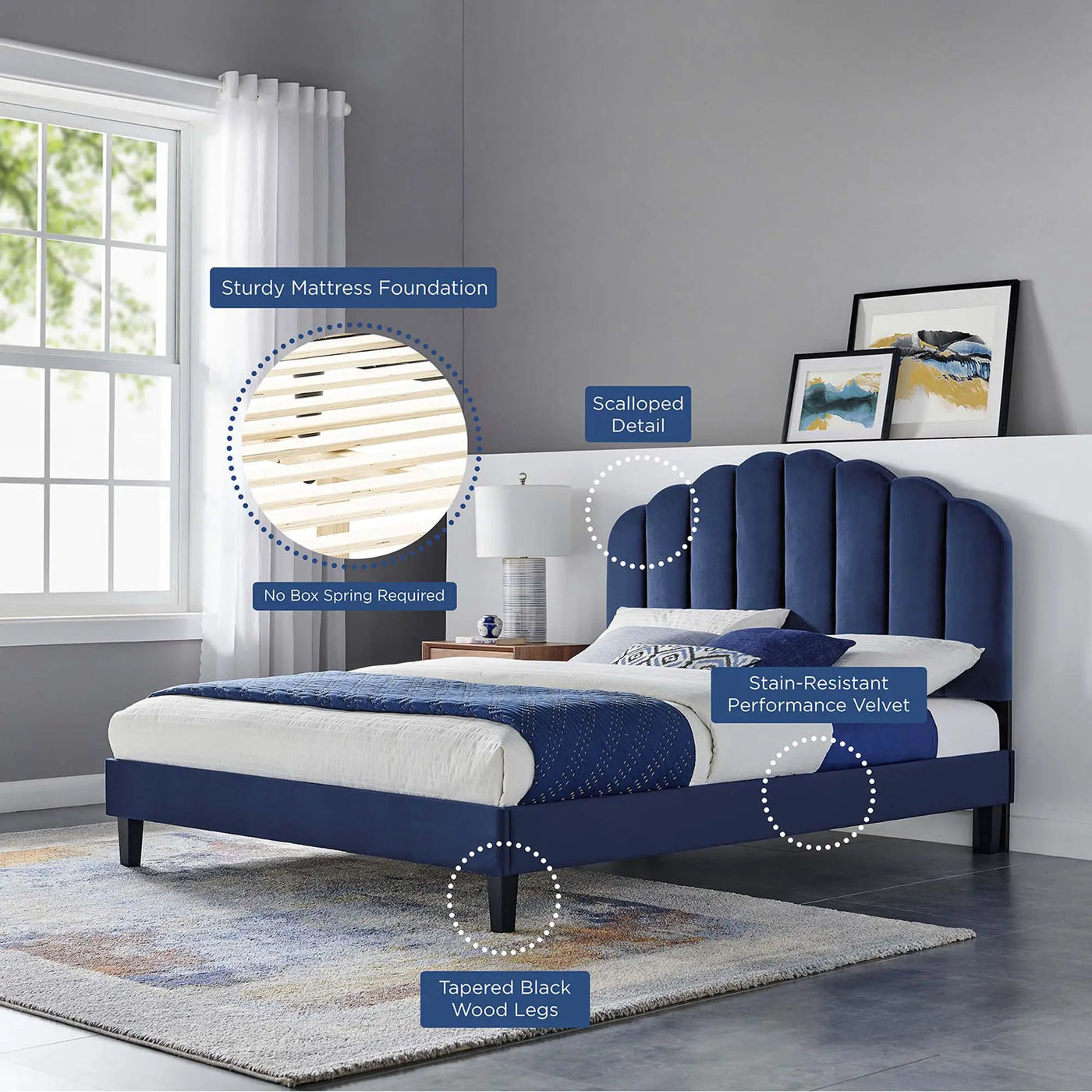 Daisy Performance Velvet Full Platform Bed by Modway by HouseOfZazla