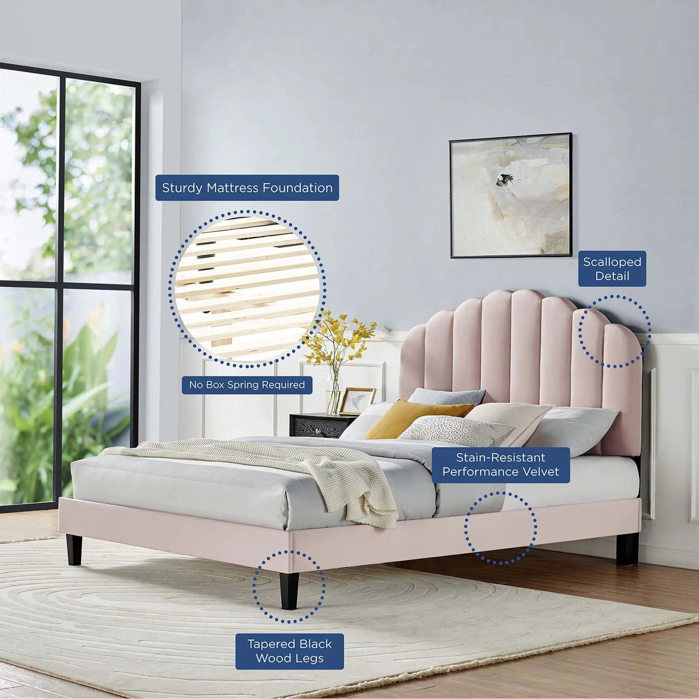Daisy Performance Velvet Full Platform Bed by Modway by HouseOfZazla