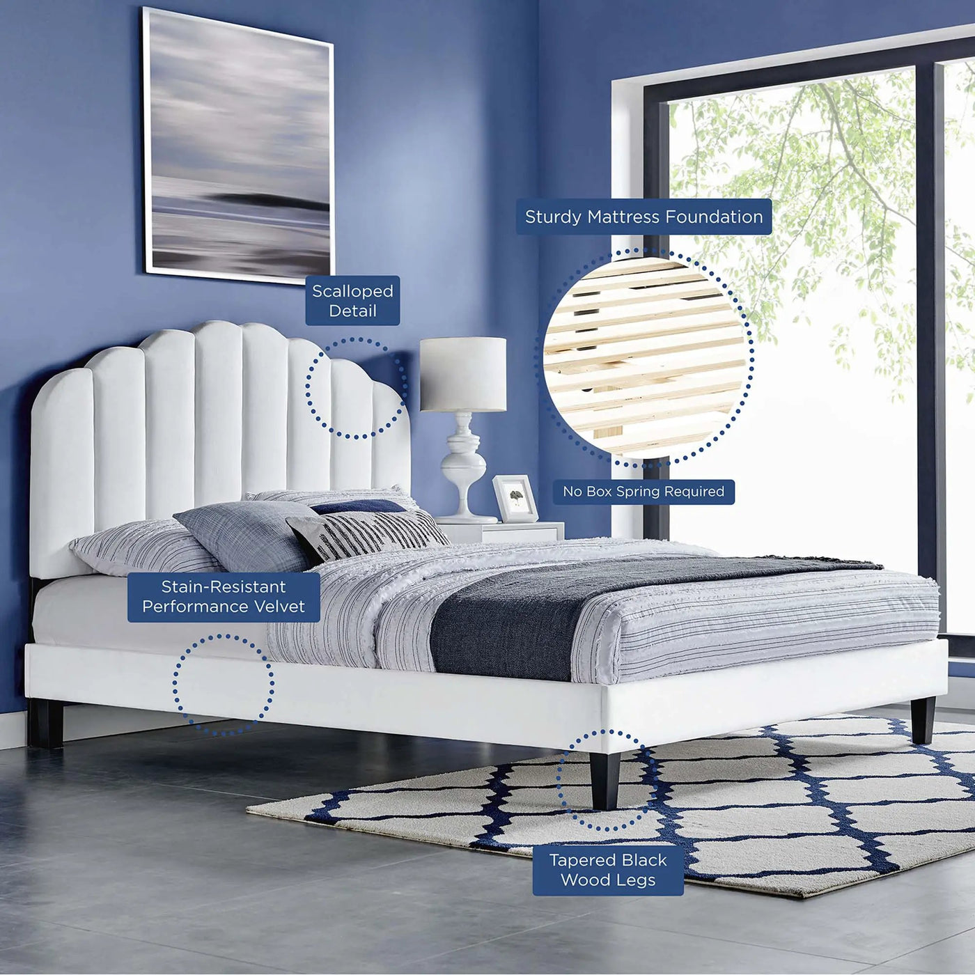 Daisy Performance Velvet Full Platform Bed by Modway by HouseOfZazla