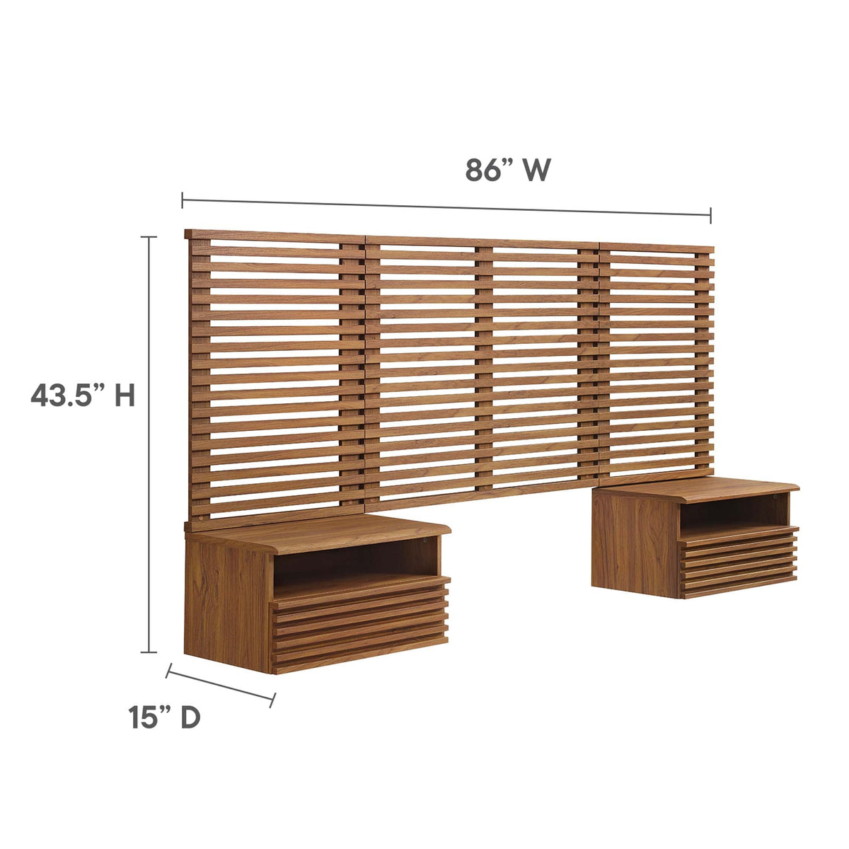 Render Wall Mount Headboard and Modern Nightstands by Modway, photo 3 of 21