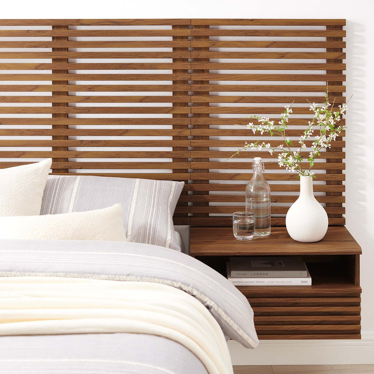 Render Wall Mount Headboard and Modern Nightstands by Modway, photo 7 of 21