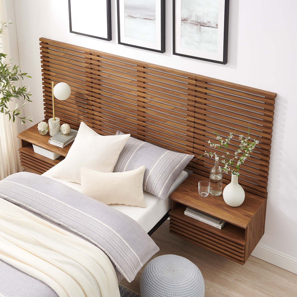 Render Wall Mount Headboard and Modern Nightstands by Modway, photo 6 of 21