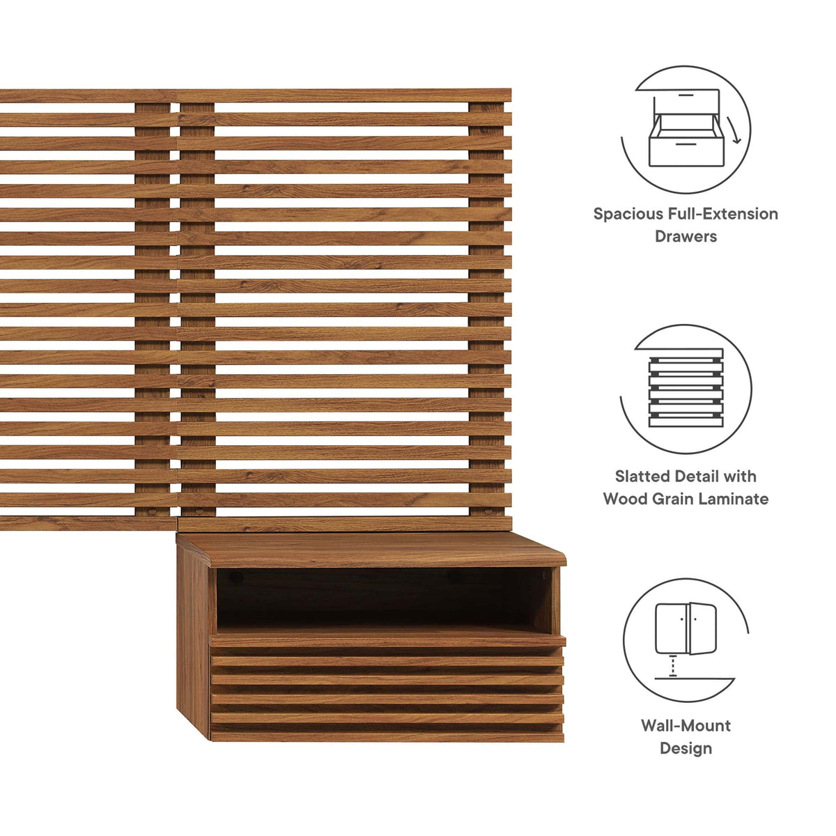 Render Wall Mount Headboard and Modern Nightstands by Modway, photo 9 of 21