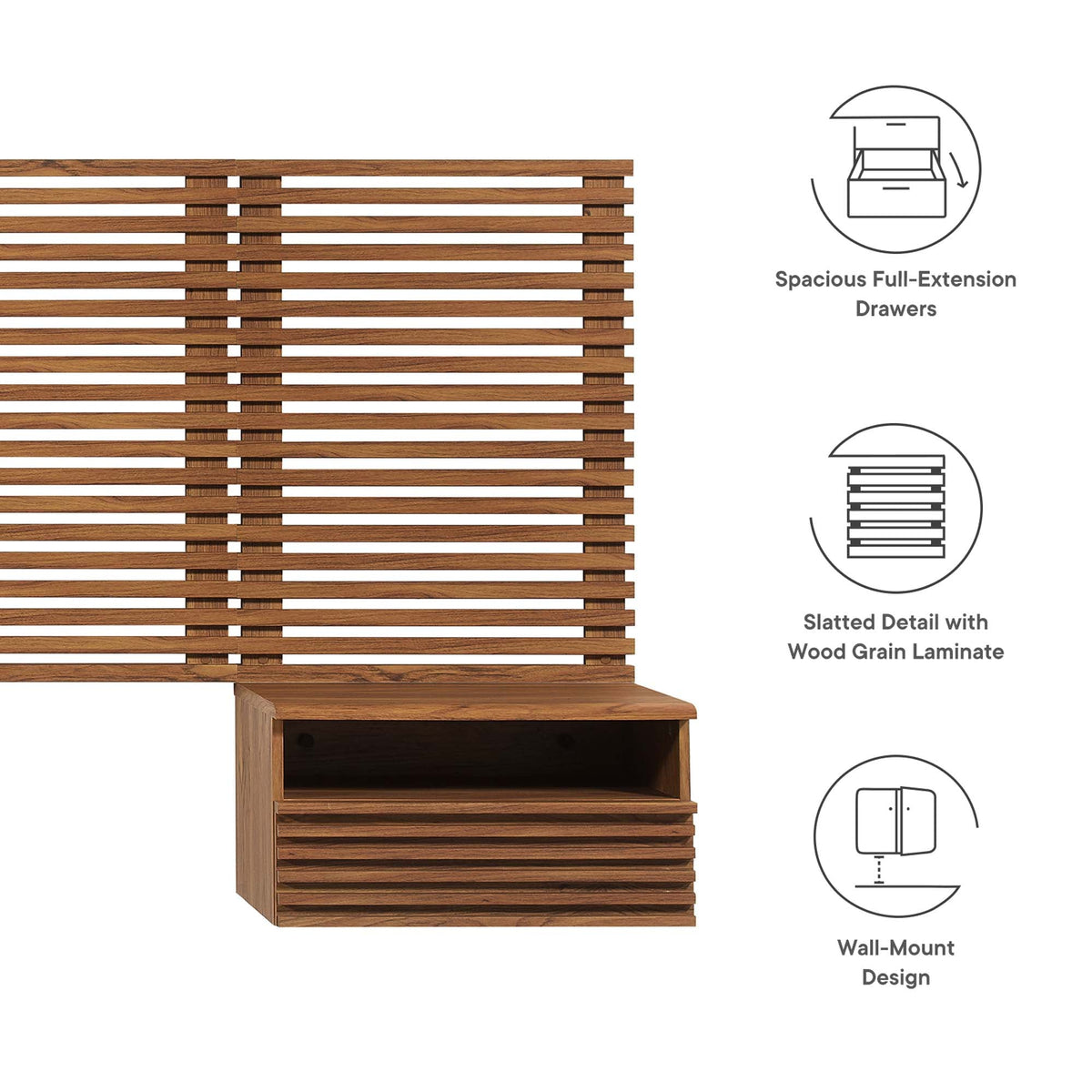 Render Wall Mount Headboard and Modern Nightstands by Modway, photo 16 of 21