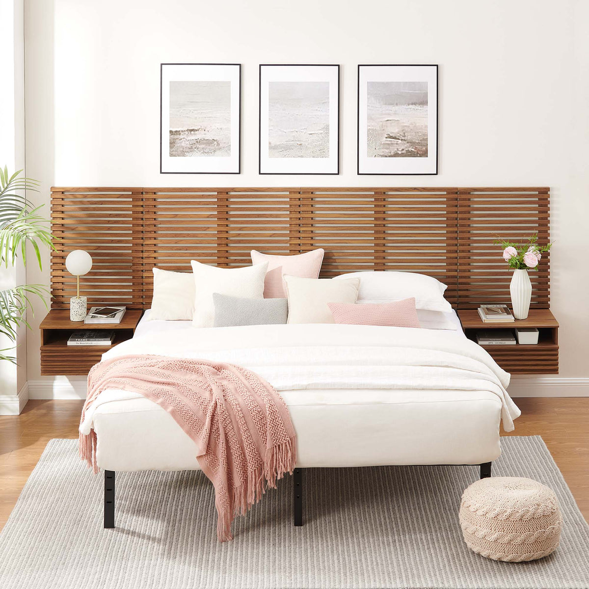 Render Wall Mount Headboard and Modern Nightstands by Modway, photo 20 of 21