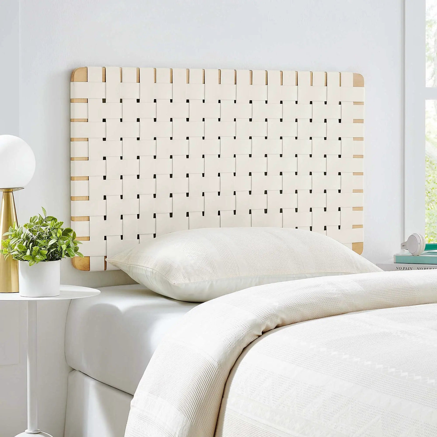 Sparta Weave Wall-Mount Vegan Leather Twin Headboard by Modway by HouseOfZazla