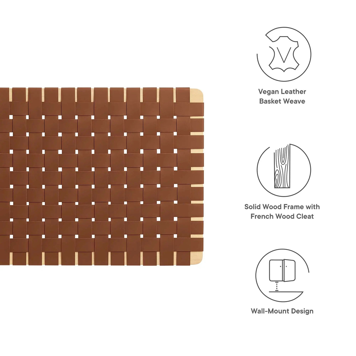 Sparta Weave Wall-Mount Vegan Leather Twin Headboard by Modway by HouseOfZazla