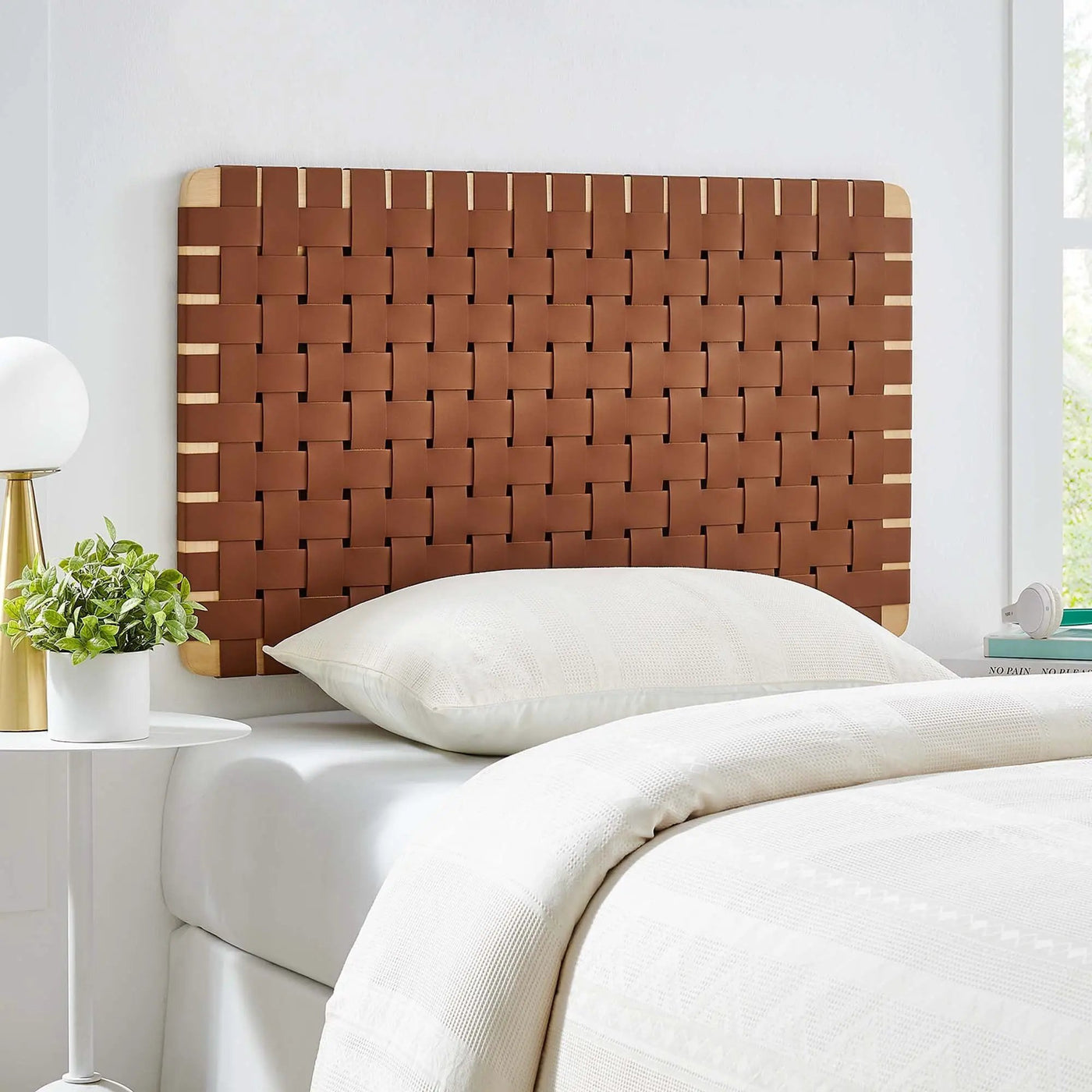 Sparta Weave Wall-Mount Vegan Leather Twin Headboard by Modway by HouseOfZazla