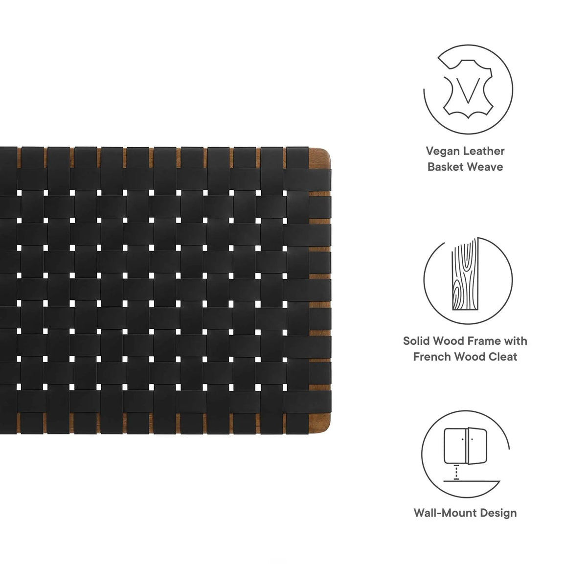 Sparta Weave Wall-Mount Vegan Leather Twin Headboard by Modway by HouseOfZazla