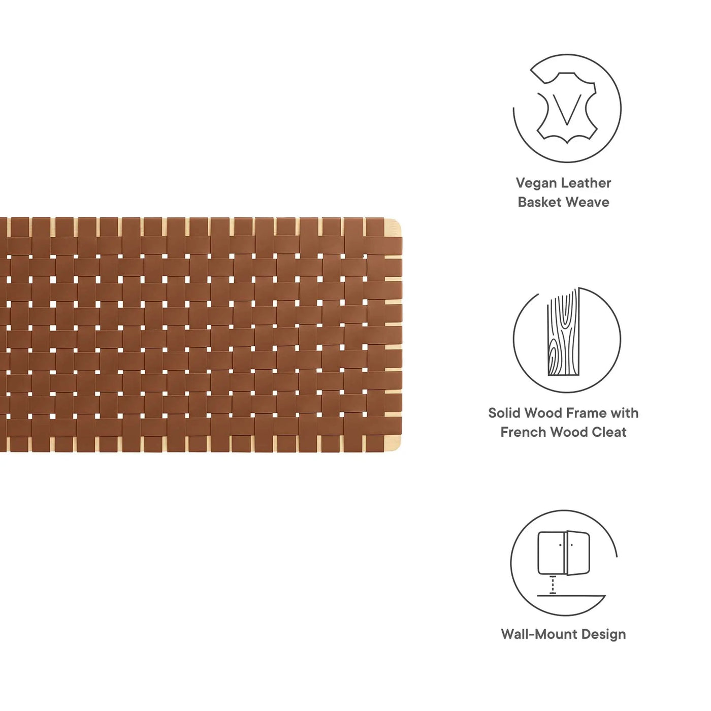 Sparta Weave Wall-Mount Vegan Leather King Headboard by HouseOfZazla