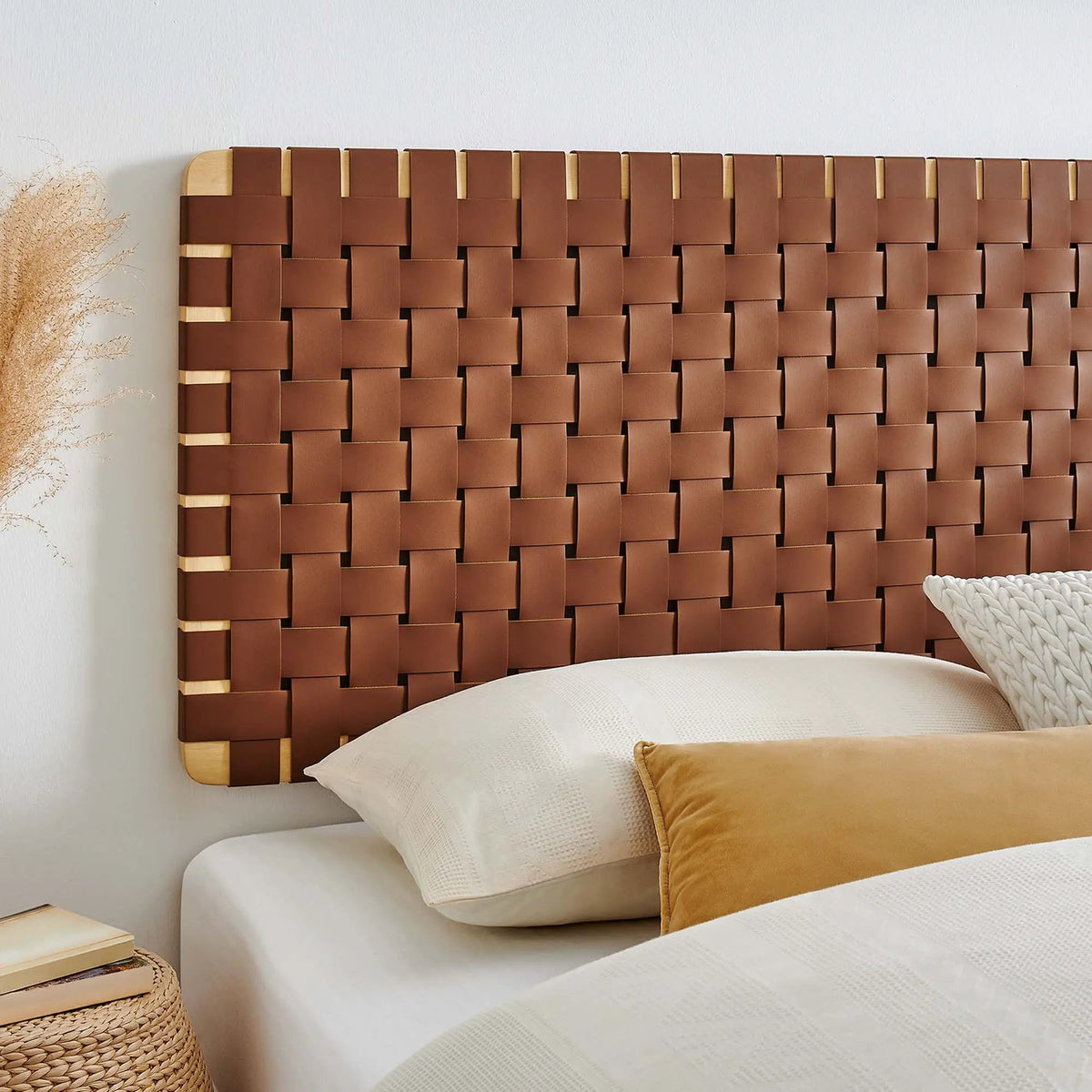 Sparta Weave Wall-Mount Vegan Leather King Headboard by HouseOfZazla