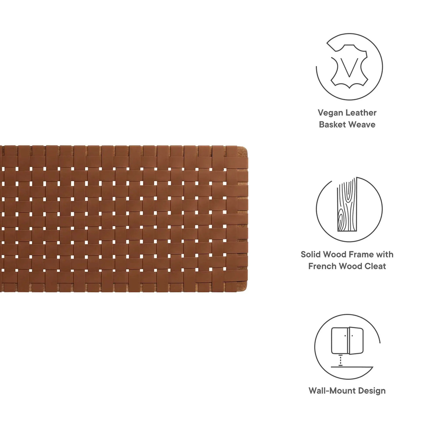 Sparta Weave Wall-Mount Vegan Leather King Headboard by HouseOfZazla