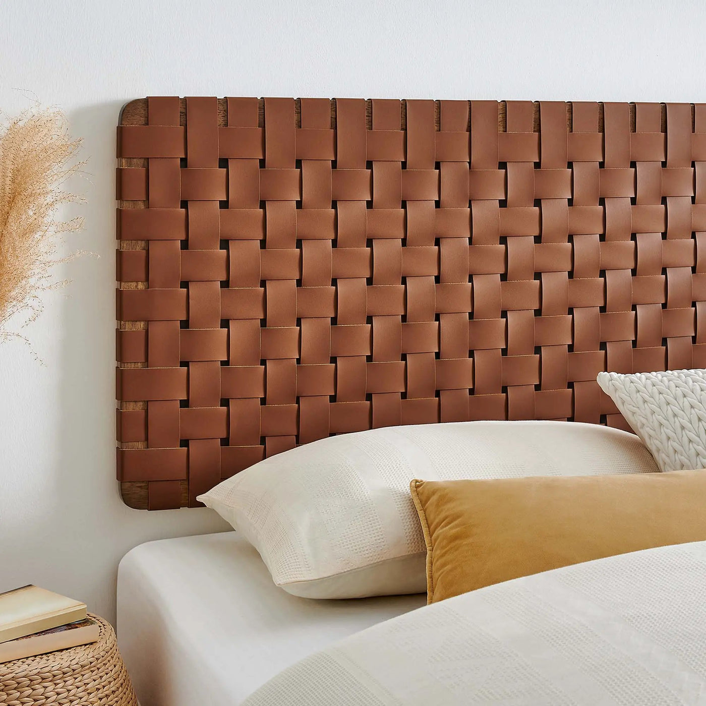 Sparta Weave Wall-Mount Vegan Leather King Headboard by HouseOfZazla