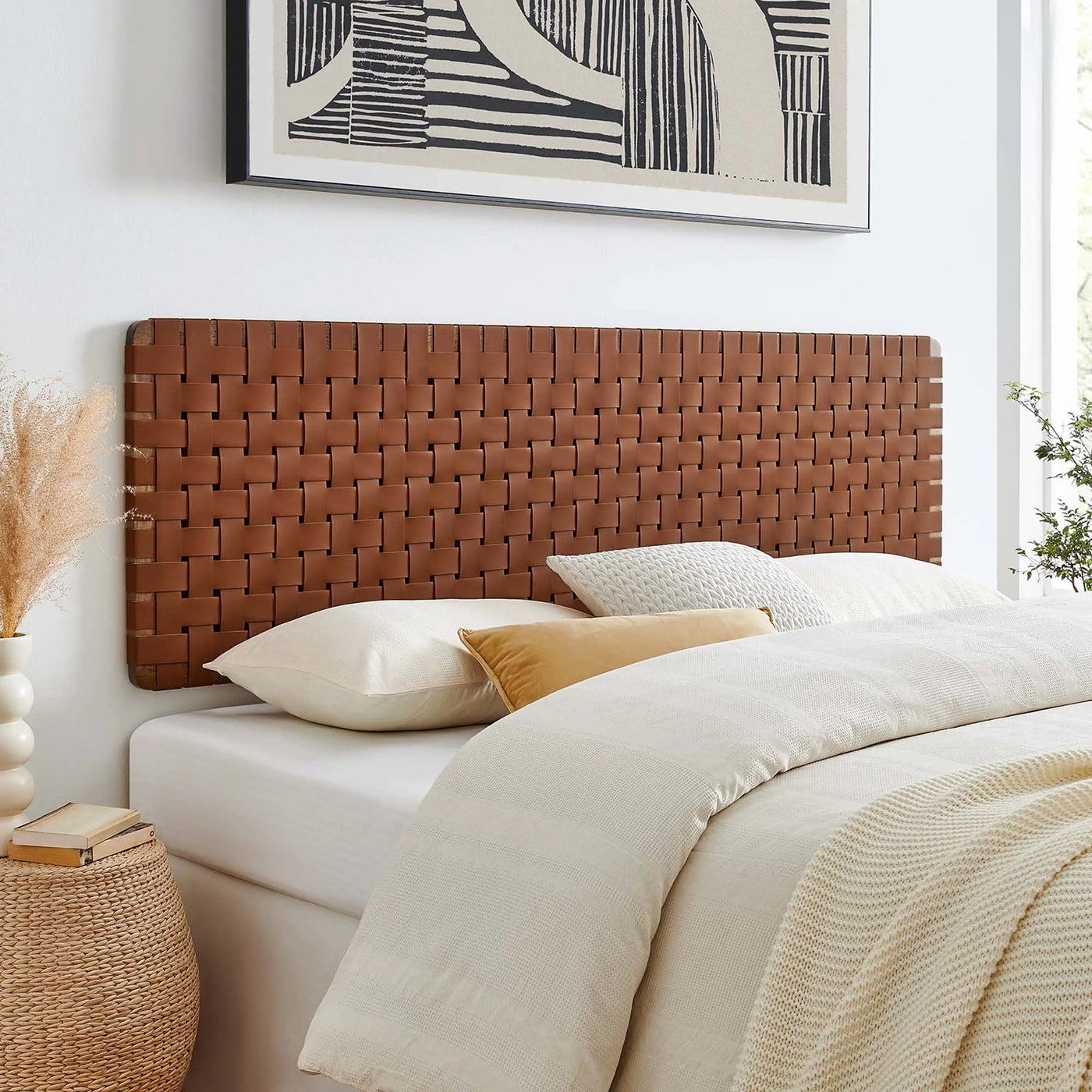 Sparta Weave Wall-Mount Vegan Leather King Headboard by HouseOfZazla