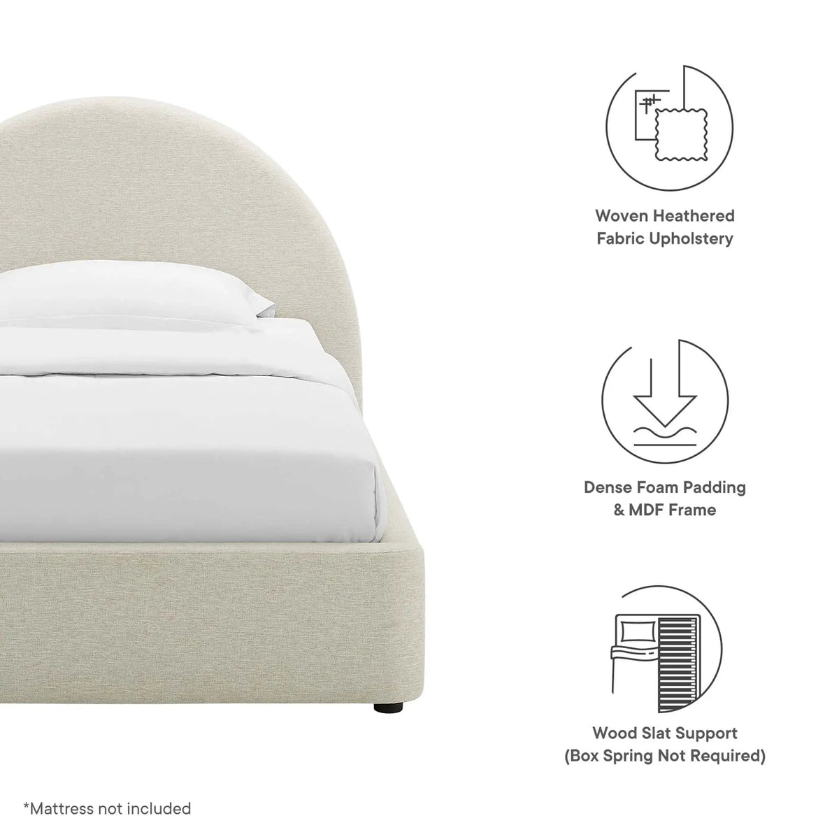 Resort Upholstered Fabric Arched Round Twin Platform Bed by Modway by HouseOfZazla
