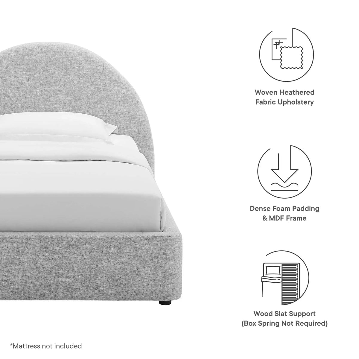 Resort Upholstered Fabric Arched Round Twin Platform Bed by Modway by HouseOfZazla