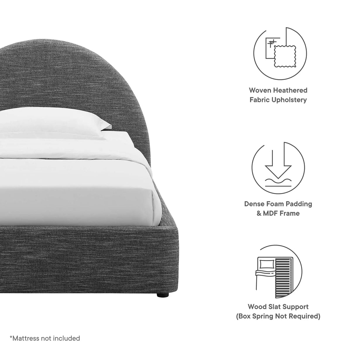 Resort Upholstered Fabric Arched Round Twin Platform Bed by Modway by HouseOfZazla