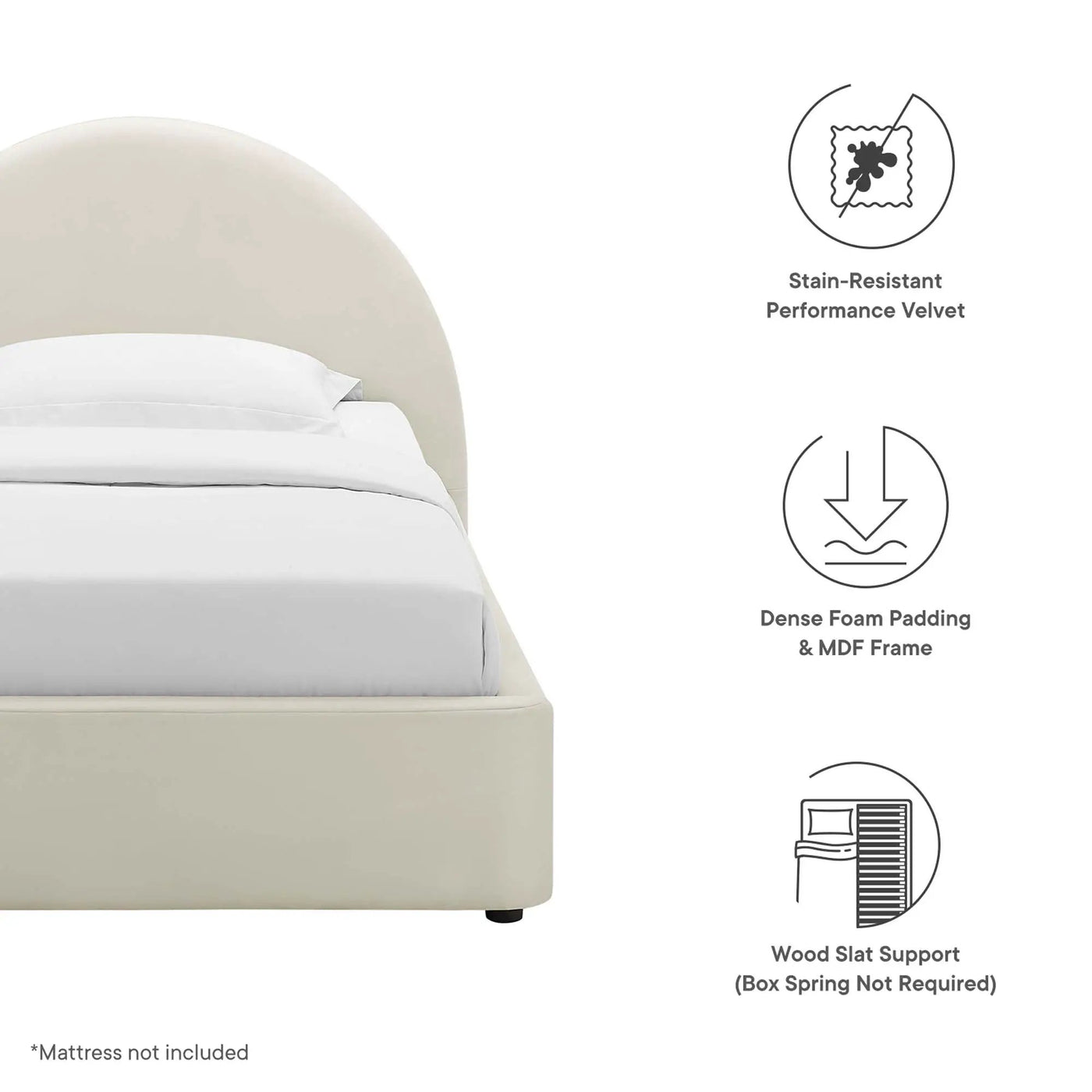 Resort Performance Velvet Arched Round Twin Platform Bed by Modway by HouseOfZazla