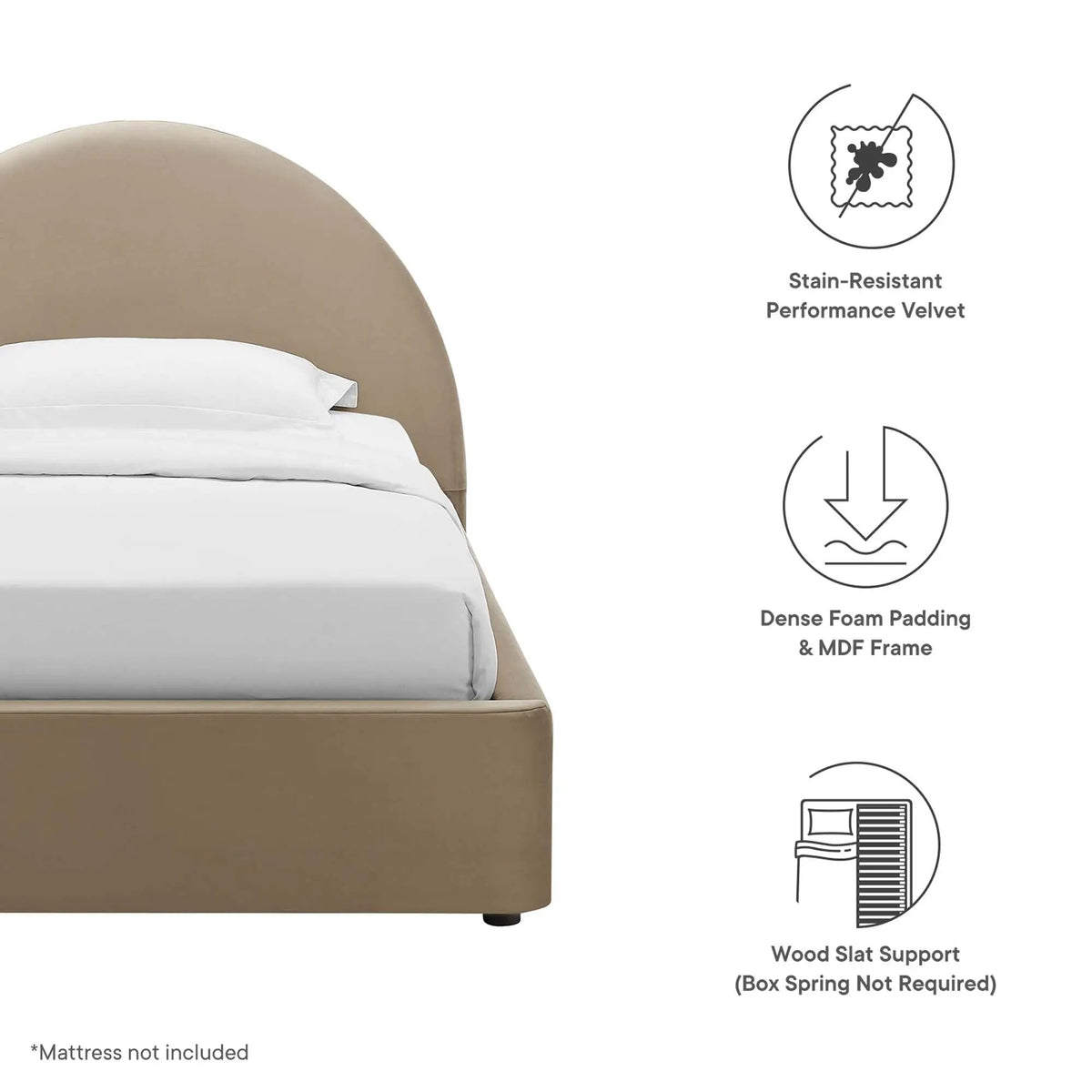 Resort Performance Velvet Arched Round Twin Platform Bed by Modway by HouseOfZazla